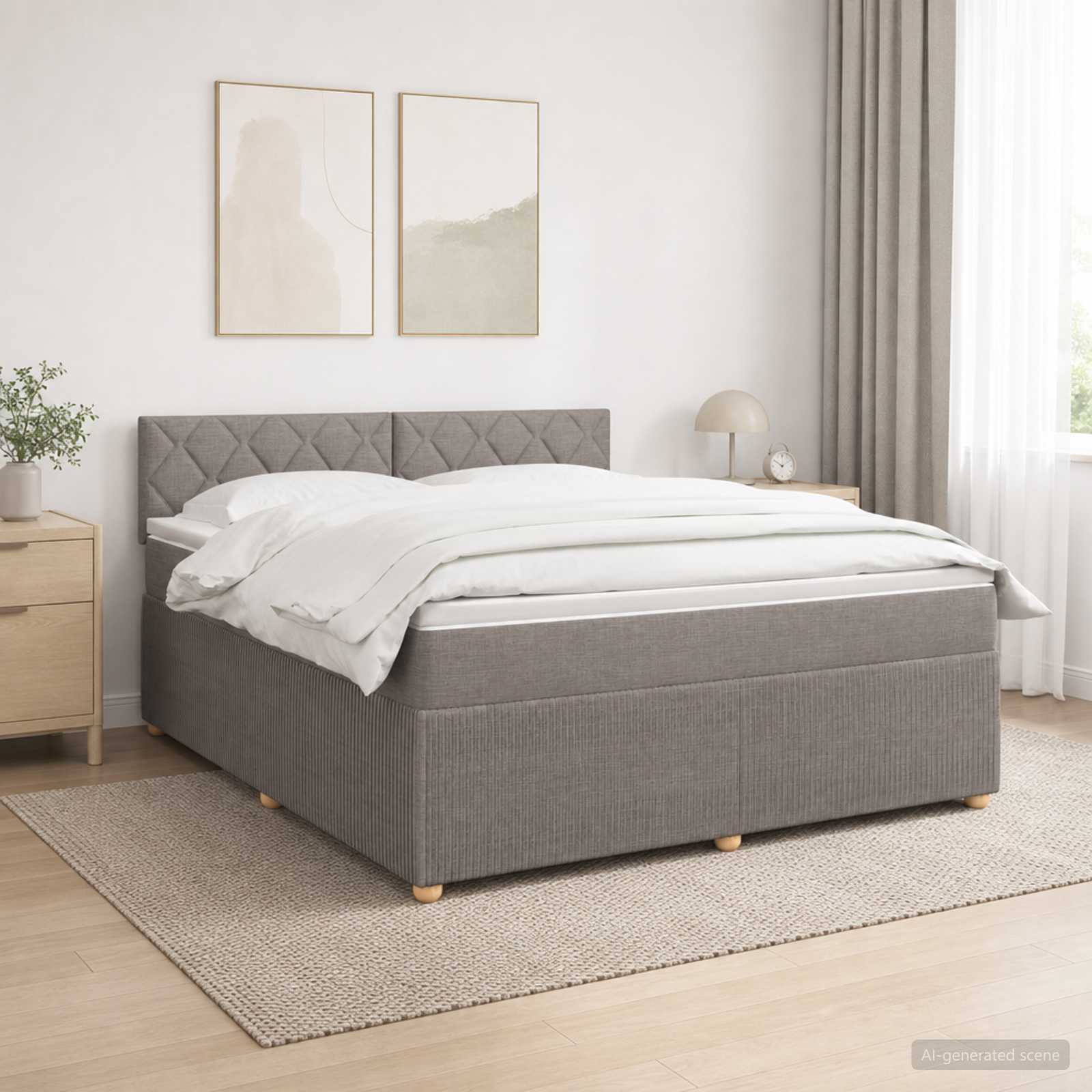 Boxspringbett mit Matratze Taupe 140 x 200 cm Stoff