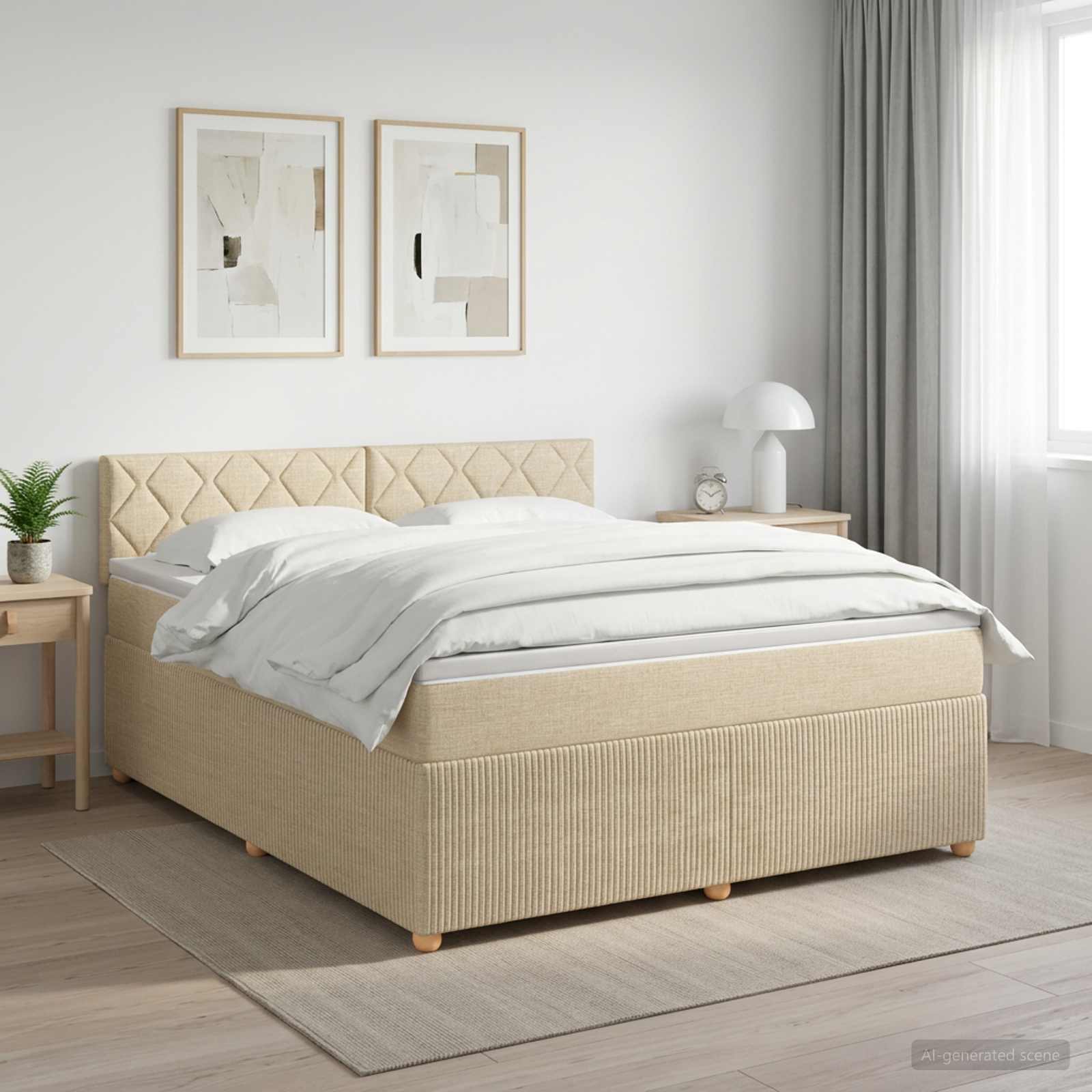 Boxspringbett mit Matratze Creme 160 x 200 cm Stoff