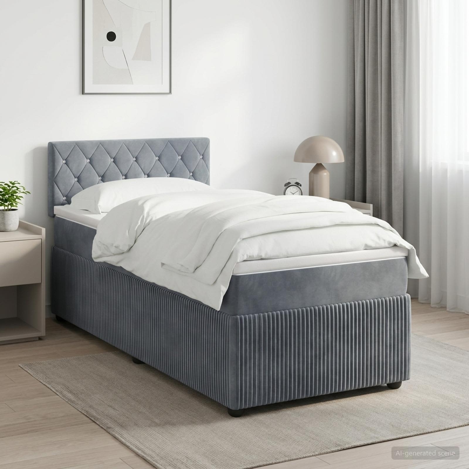 Boxspringbett mit Matratze Dunkelgrau 80 x 200 cm Samt
