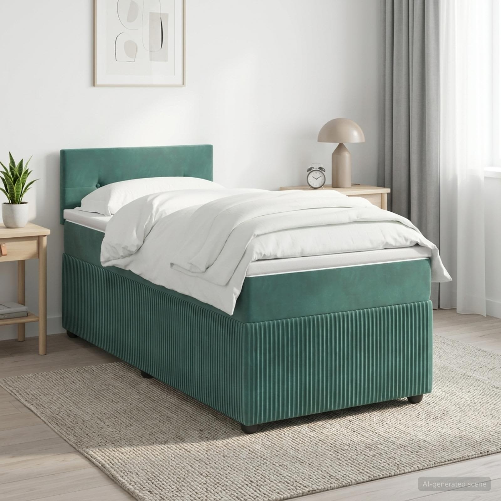 Boxspringbett mit Matratze Dunkelgrün 100 x 200 cm Samt