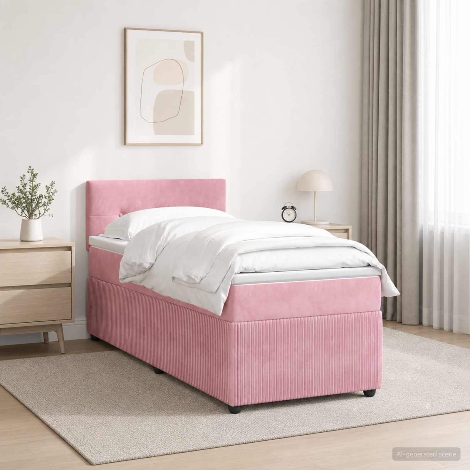 Boxspringbett mit Matratze mit Kopfteil Rosa 80 x 200 cm Samt