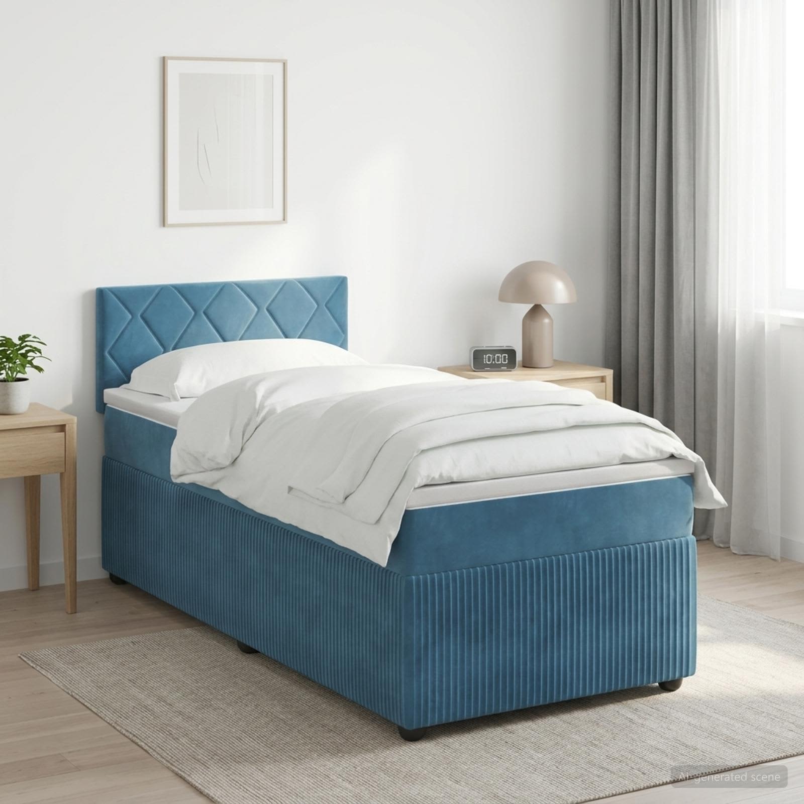 Boxspringbett mit Matratze Dunkelblau 90 x 190 cm Samt