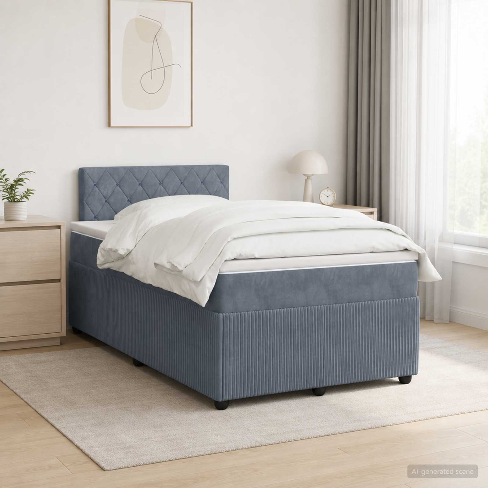 Boxspringbett mit Matratze Dunkelgrau 120 x 200 cm Samt