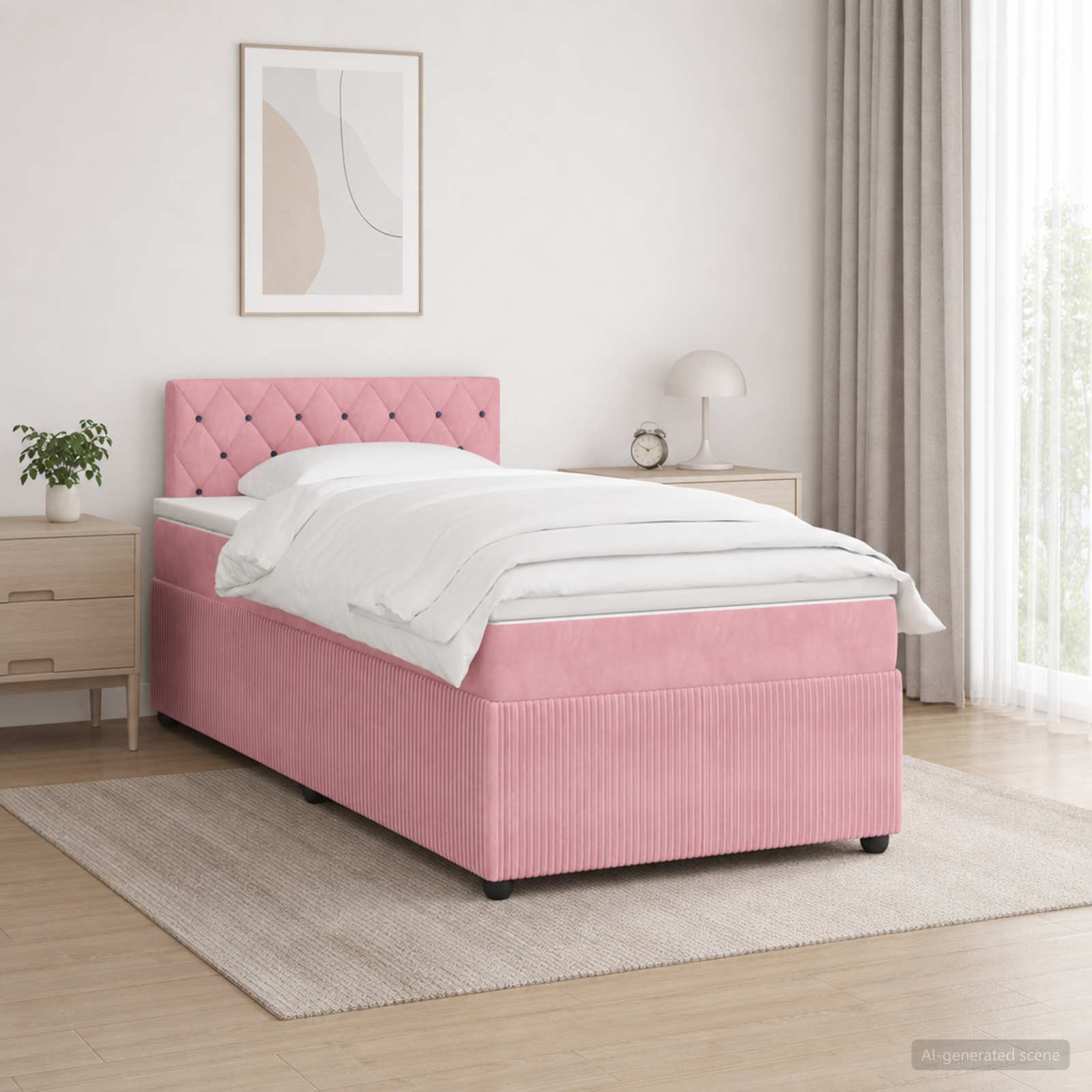 Boxspringbett mit Matratze mit Kopfteil Rosa 120 x 200 cm Samt