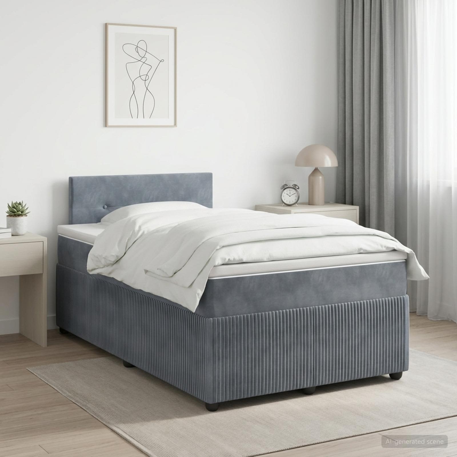 Boxspringbett mit Matratze Dunkelgrau 120 x 200 cm Samt