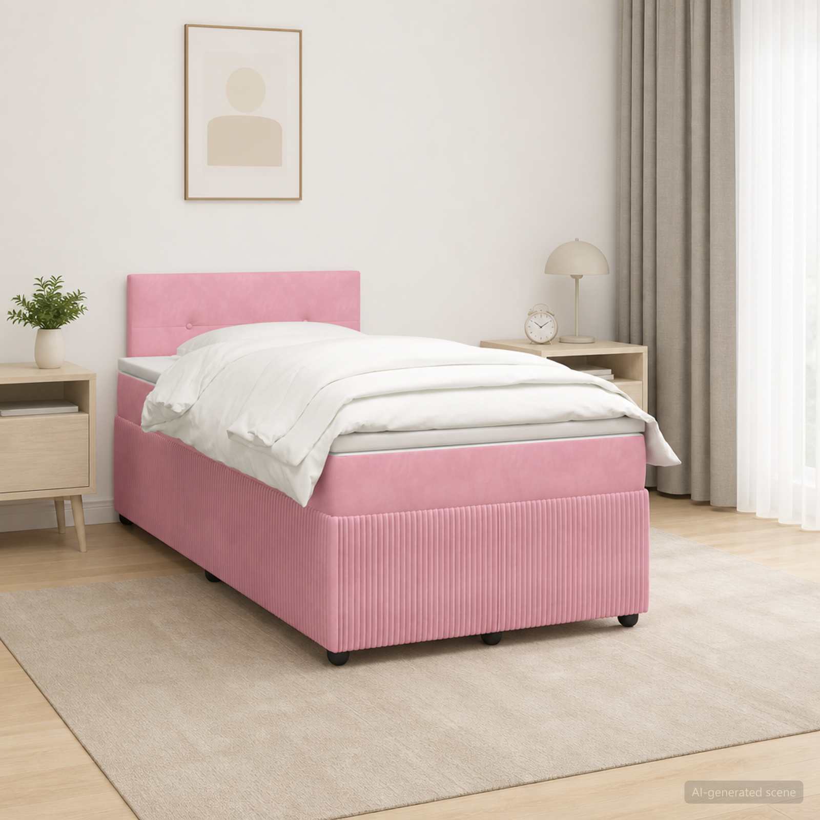 Boxspringbett mit Matratze mit Kopfteil Rosa 120 x 190 cm Samt