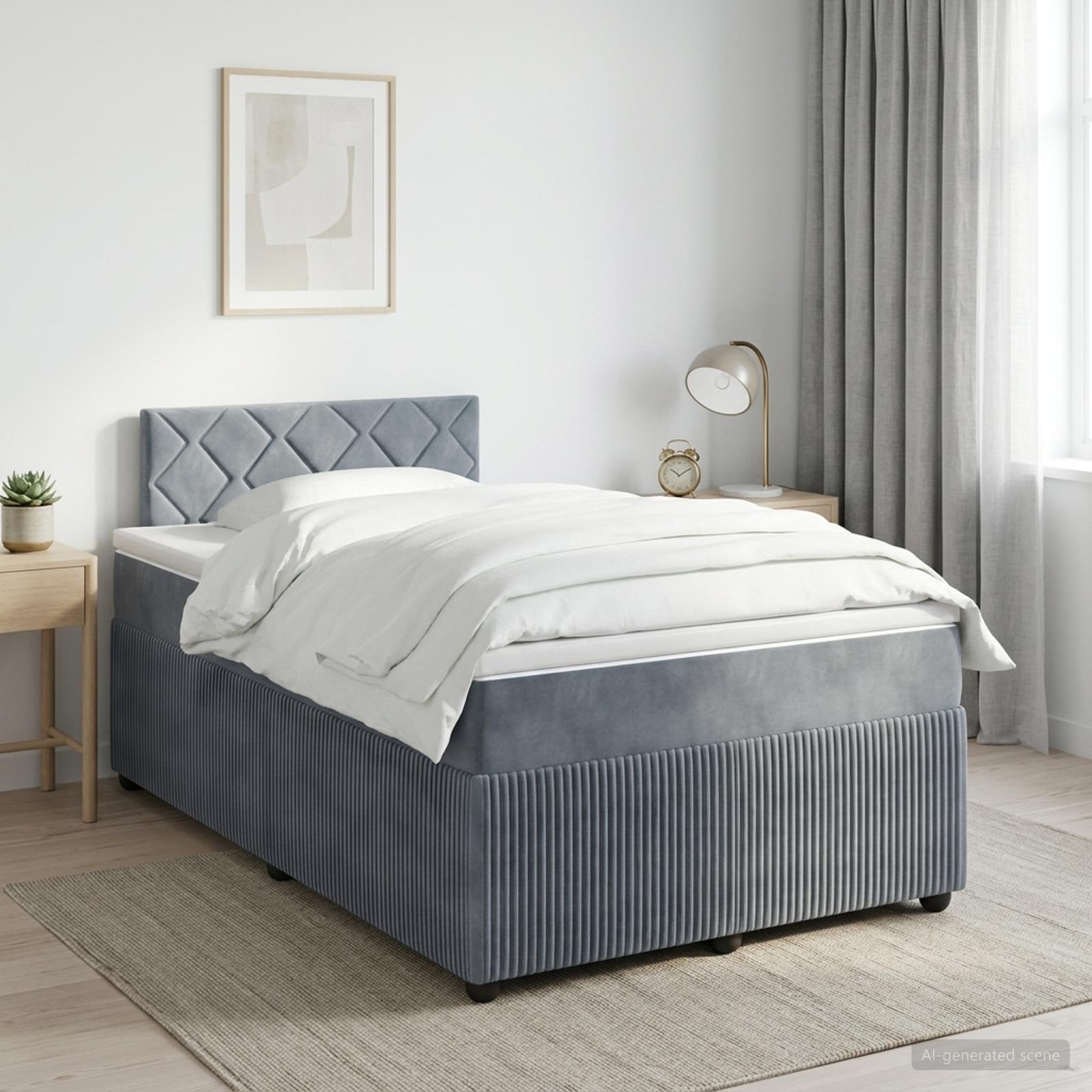 Boxspringbett mit Matratze Dunkelgrau 120 x 190 cm Samt