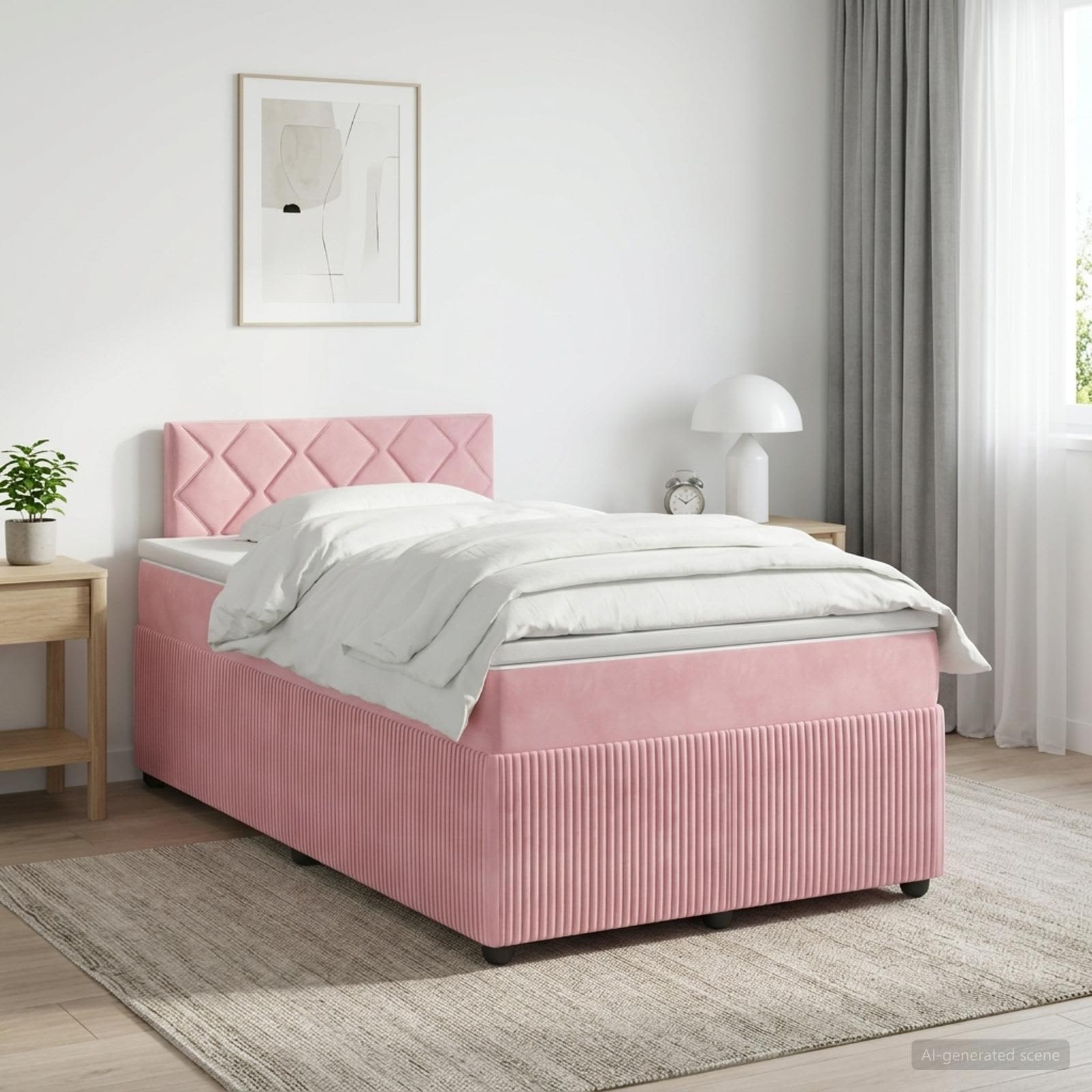 Boxspringbett mit Matratze mit Kopfteil Rosa 120 x 190 cm Samt