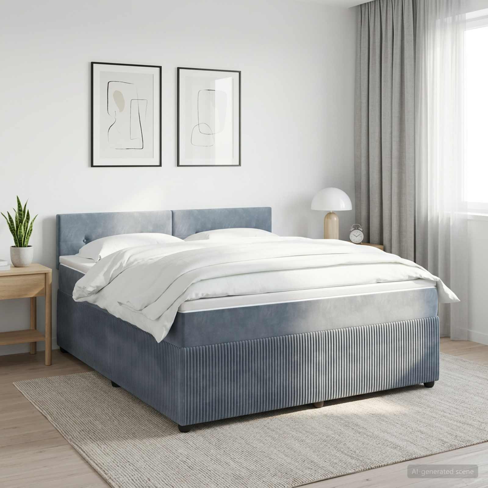 Boxspringbett mit Matratze Dunkelgrau 140 x 190 cm Samt