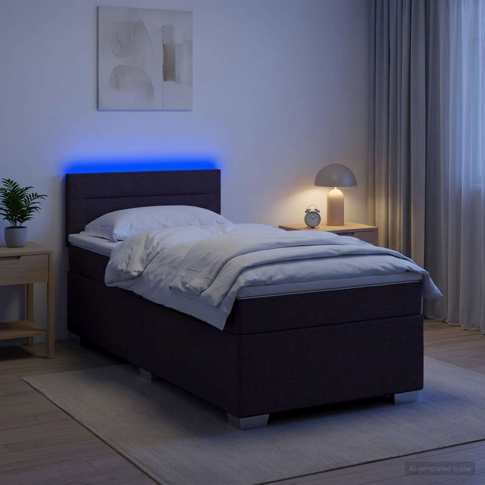 Boxspringbett mit Matratze und LED Dunkelbraun 90 x 200 cm