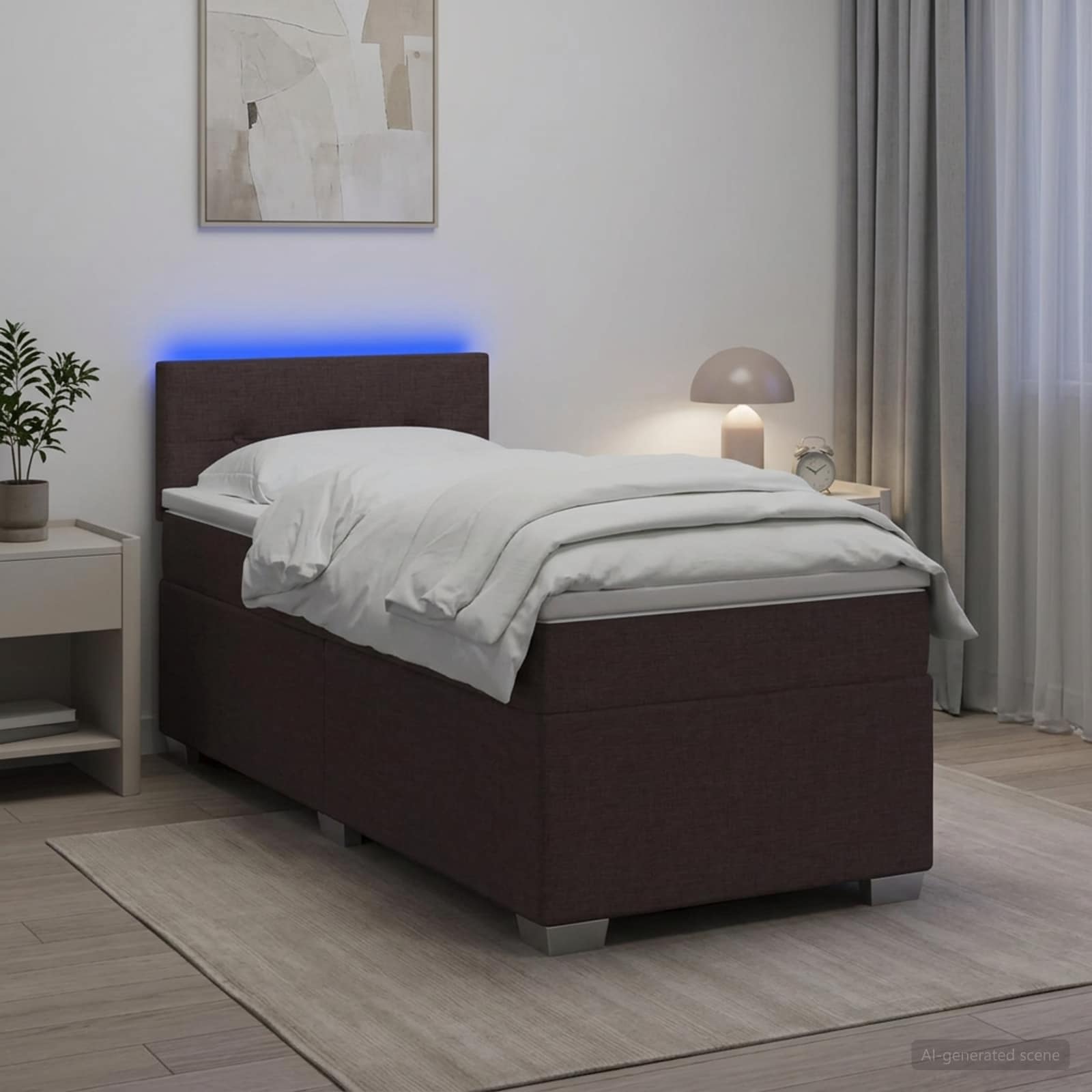 Boxspringbett mit Matratze und LED Dunkelbraun 90 x 200 cm
