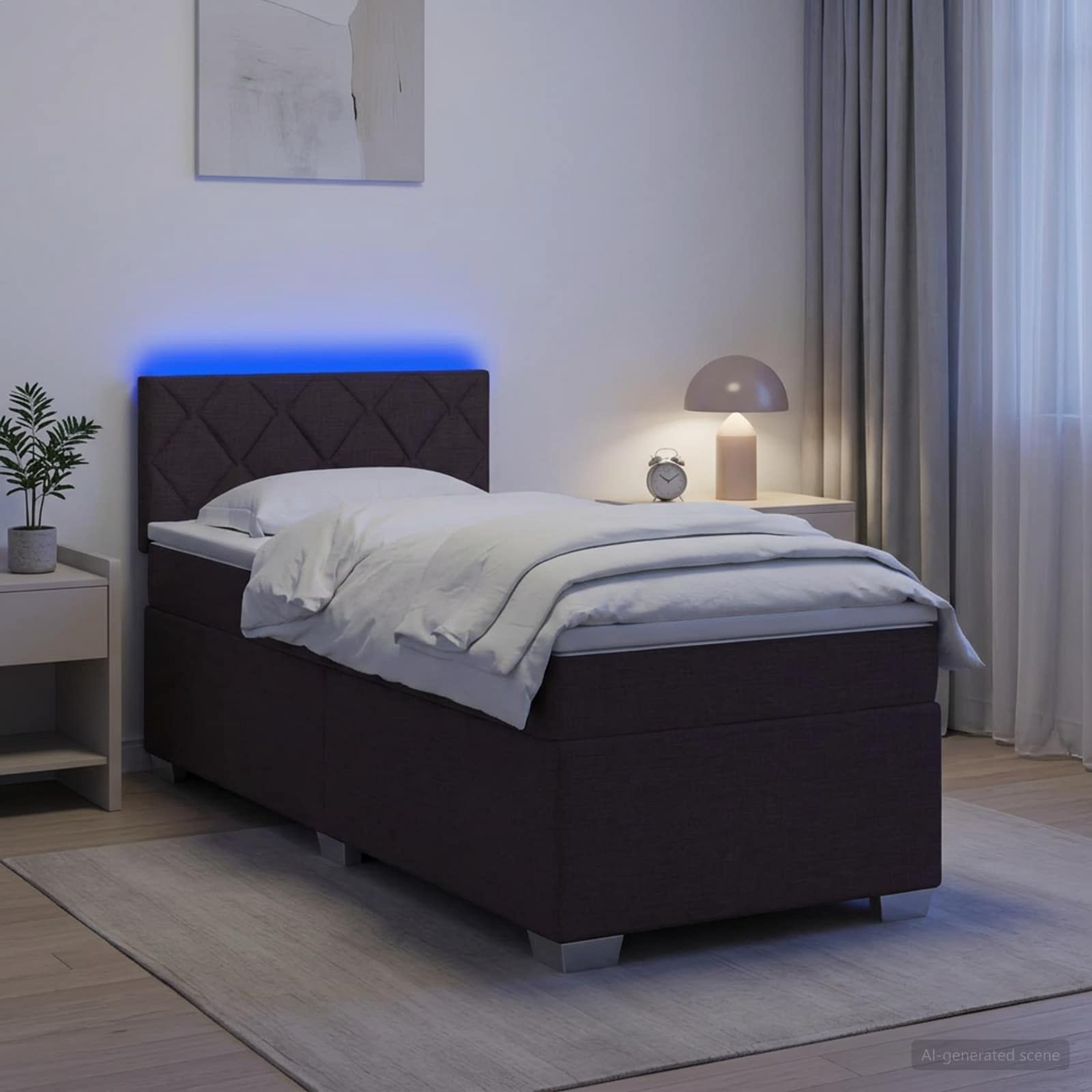 Boxspringbett mit Matratze und LED Dunkelbraun 90 x 190 cm