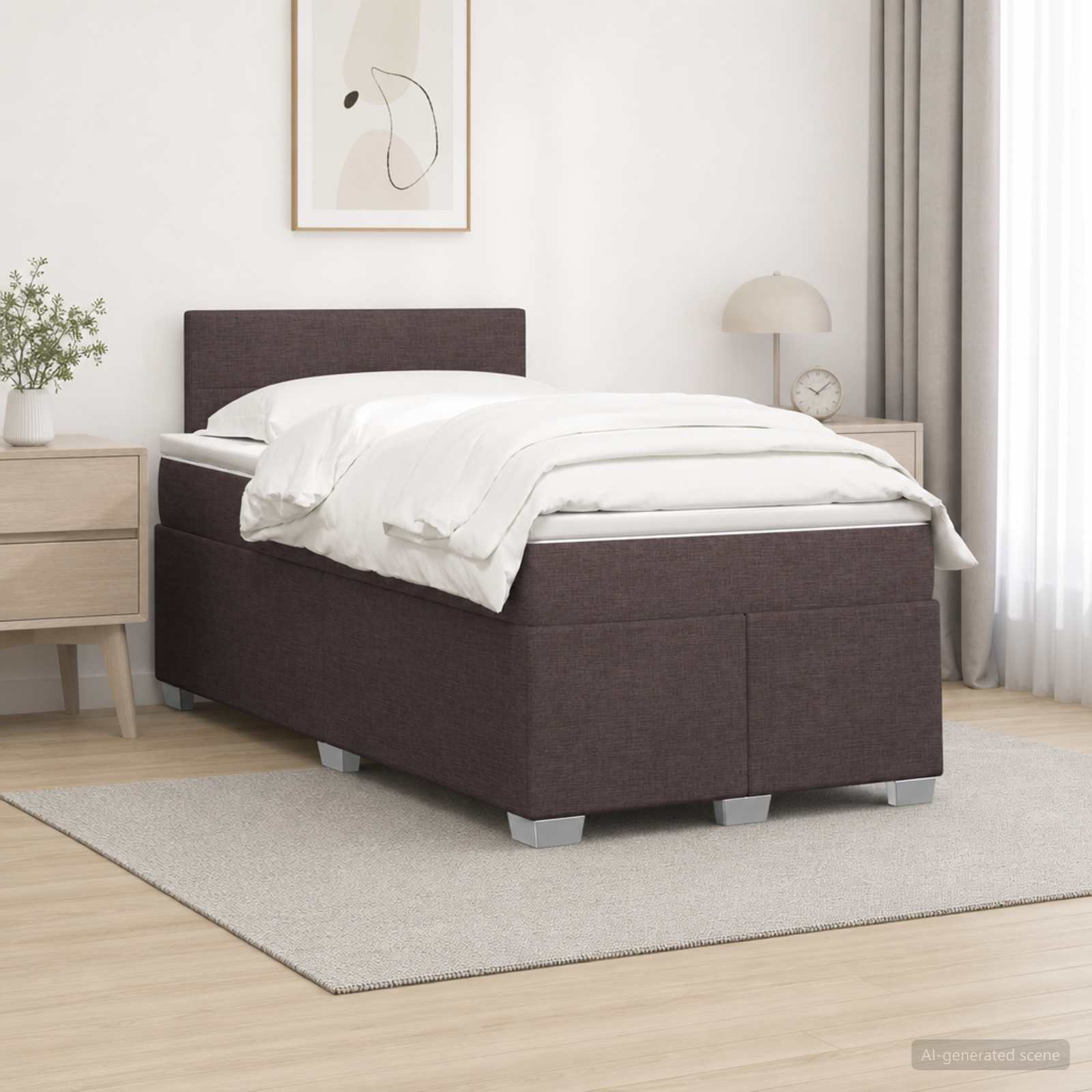 Boxspringbett mit Matratze und LED Dunkelbraun 120 x 190 cm