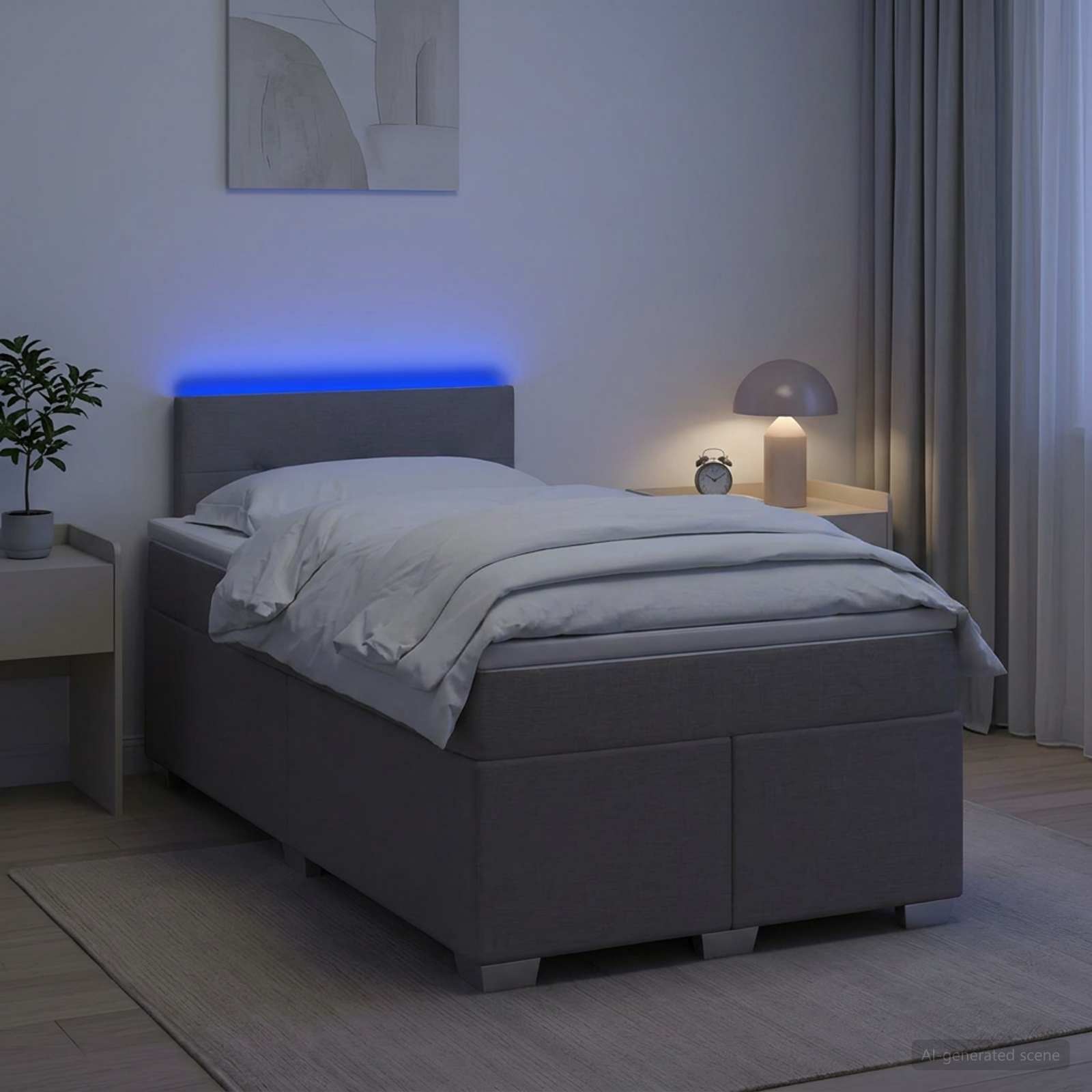 Boxspringbett mit Matratze und LED Taupe 120 x 190 cm Stoff