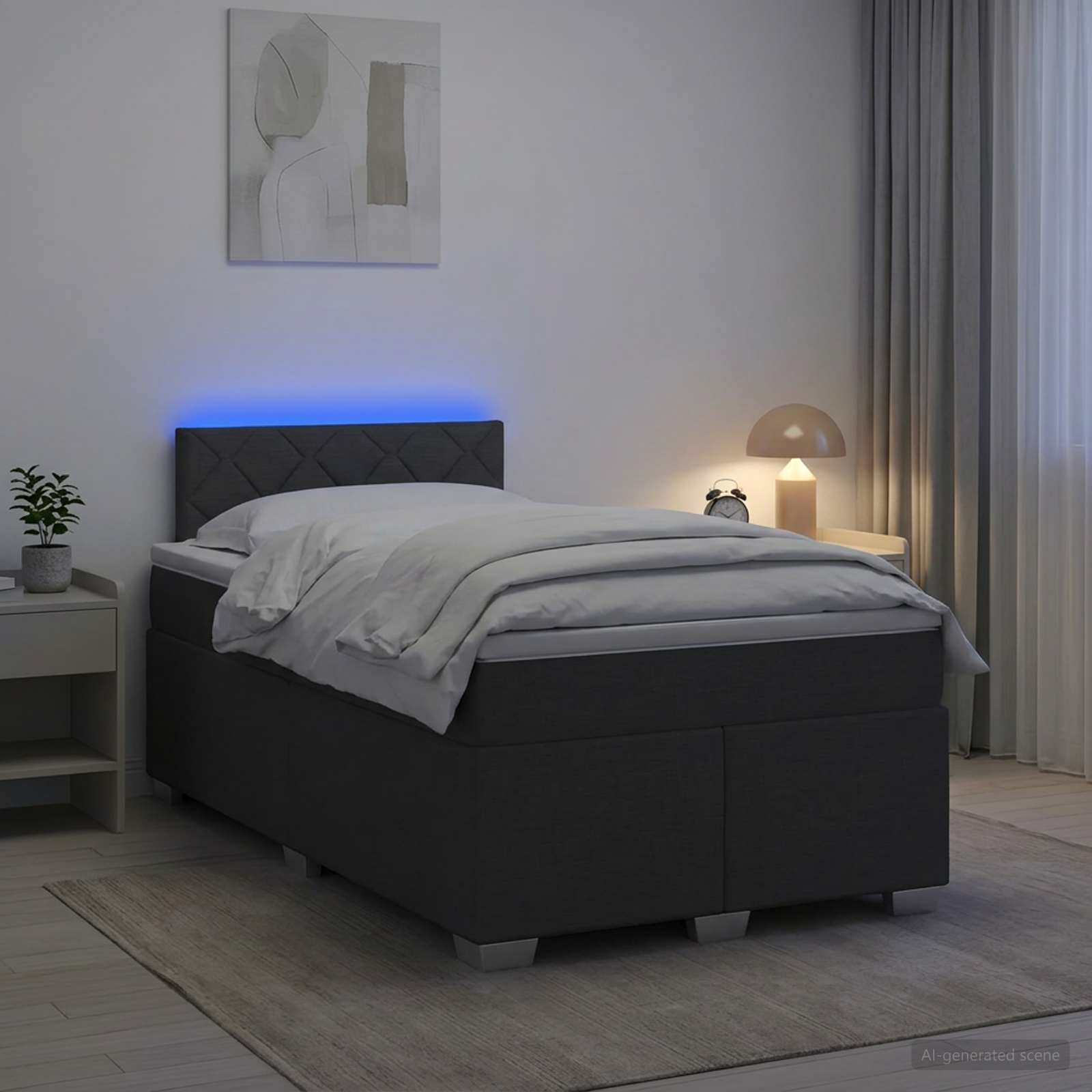 Boxspringbett mit Matratze und LED Dunkelgrau 120 x 200 cm