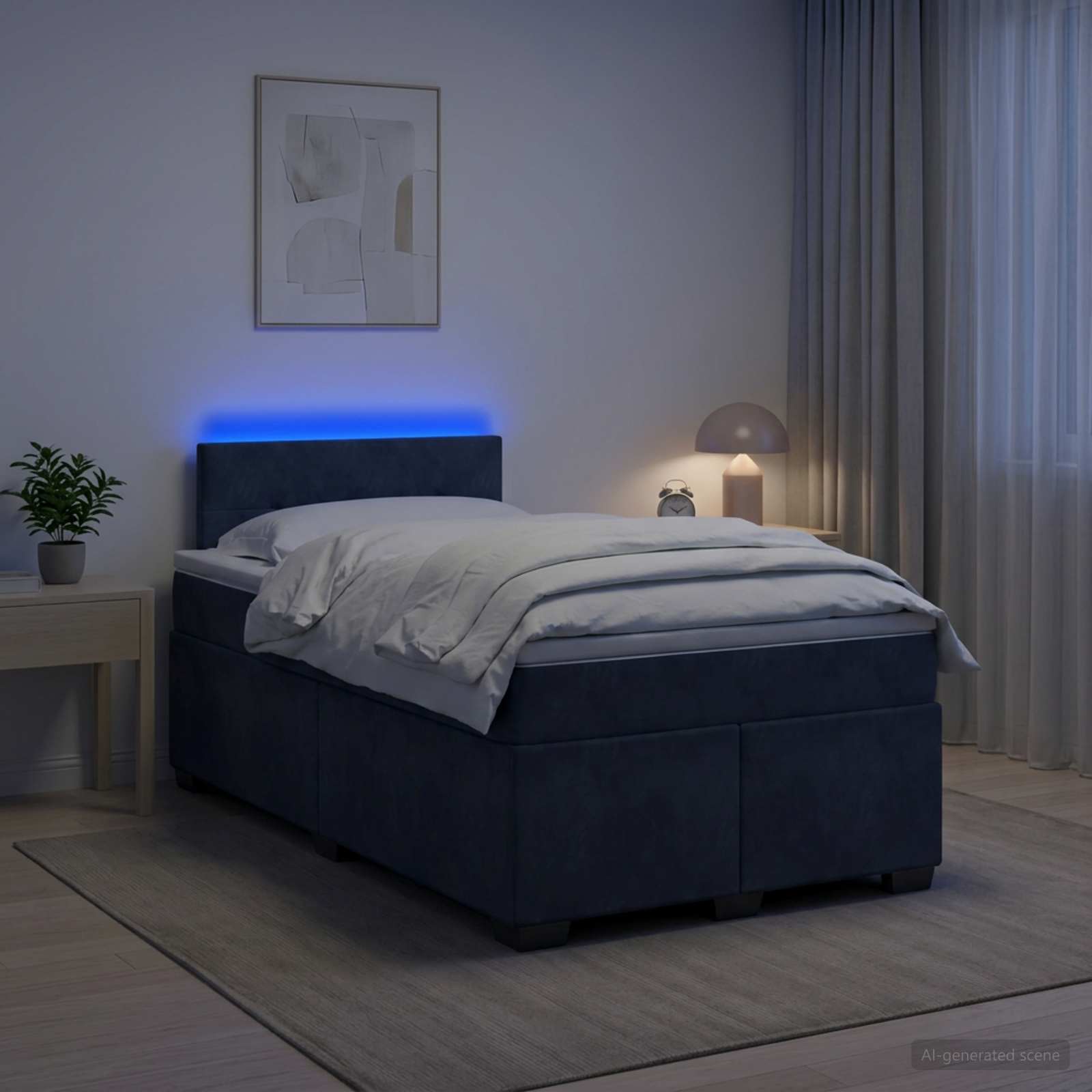 Boxspringbett mit Matratze und LED Dunkelgrau 120 x 190 cm Samt