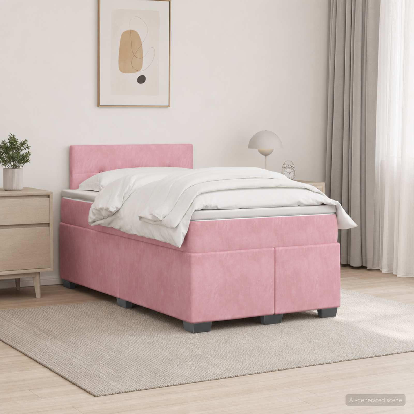 Boxspringbett mit Matratze und LED Rosa 120 x 200 cm Samt