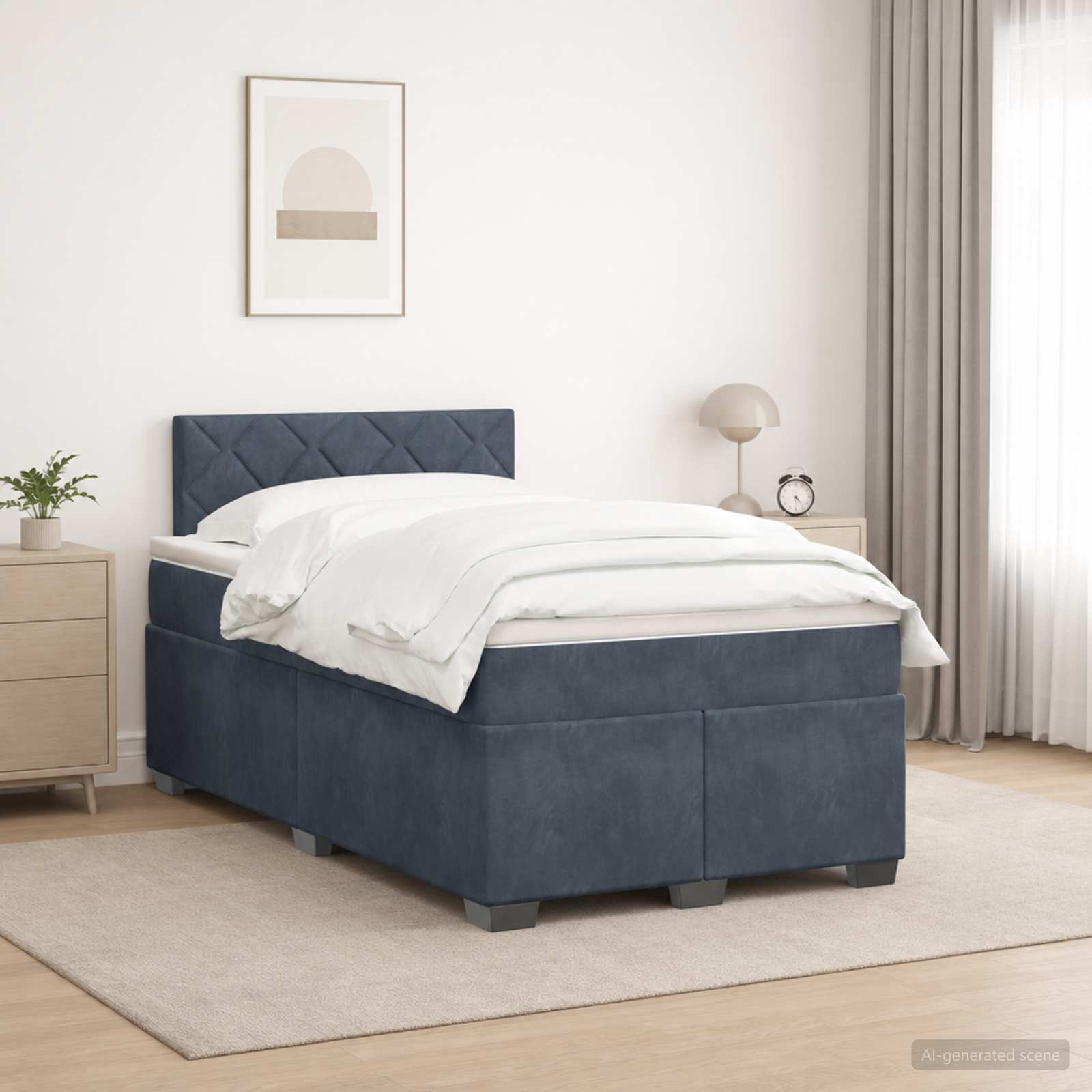 Boxspringbett mit Matratze und LED Dunkelgrau 120 x 190 cm Samt