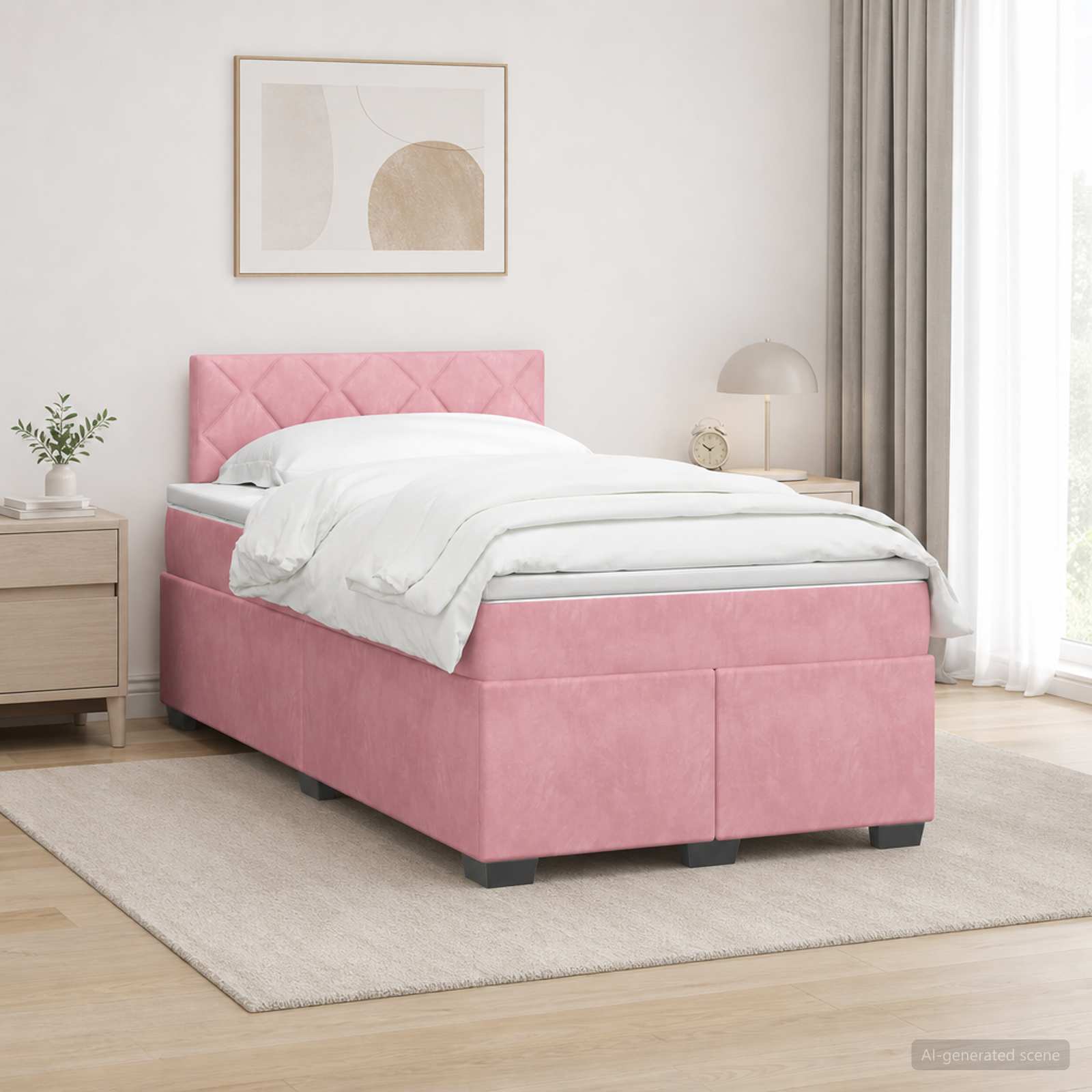 Boxspringbett mit Matratze und LED Rosa 120 x 190 cm Samt