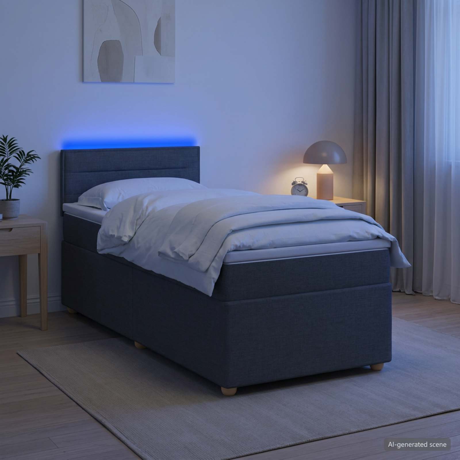 Boxspringbett mit Matratze Dunkelgrau 80 x 200 cm Stoff