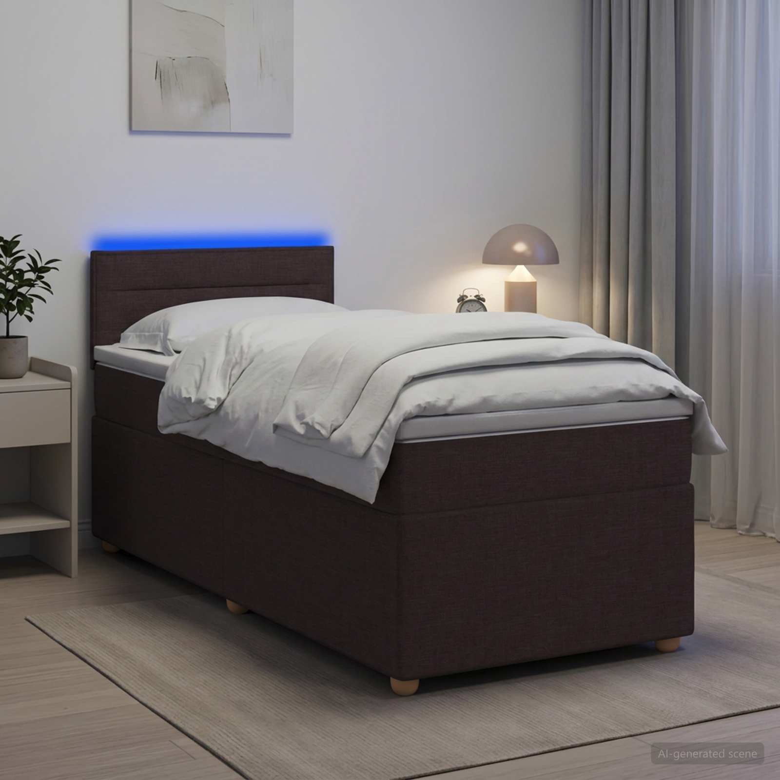 Boxspringbett mit Matratze Dunkelbraun 90 x 190 cm Stoff