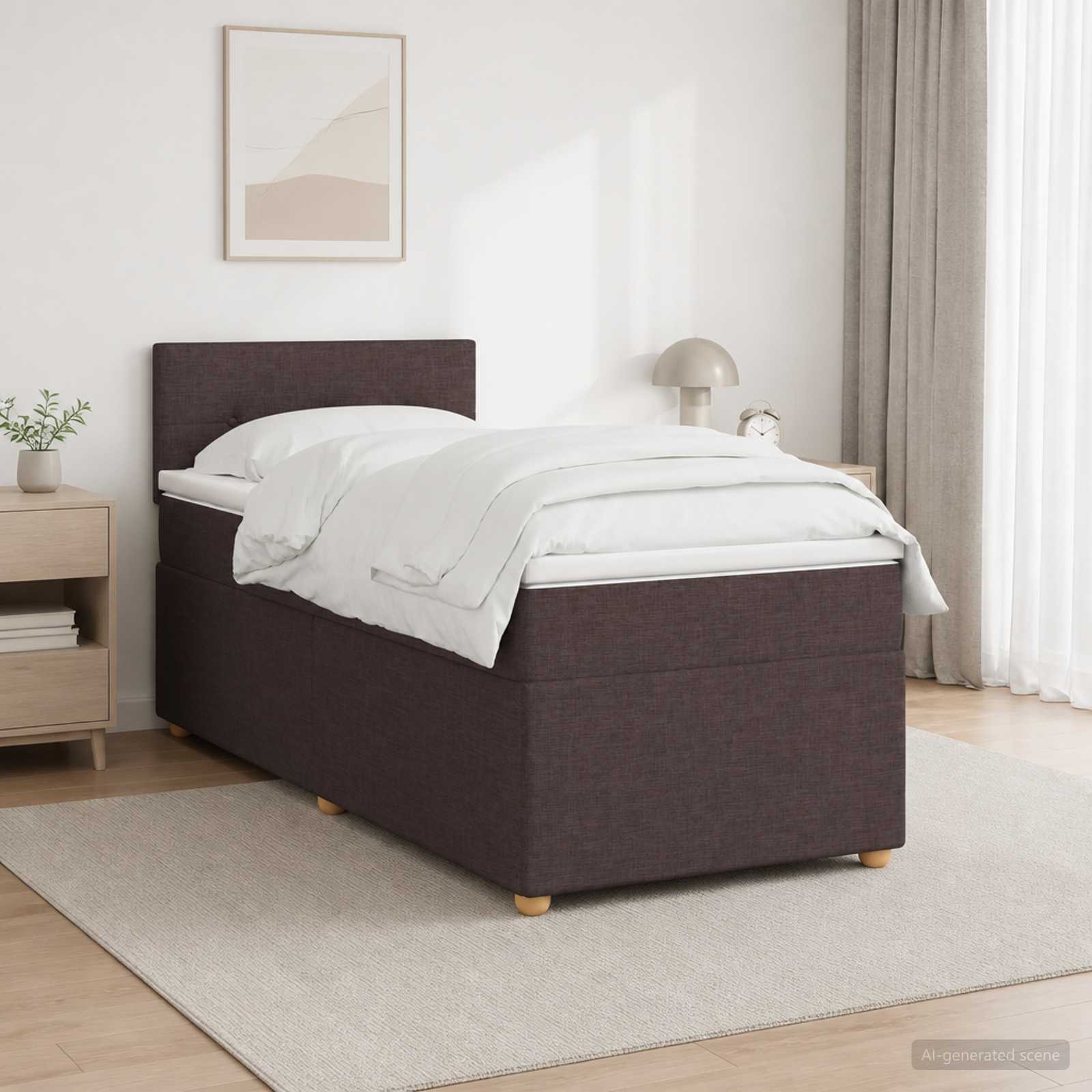 Boxspringbett mit Matratze Dunkelbraun 80 x 200 cm Stoff