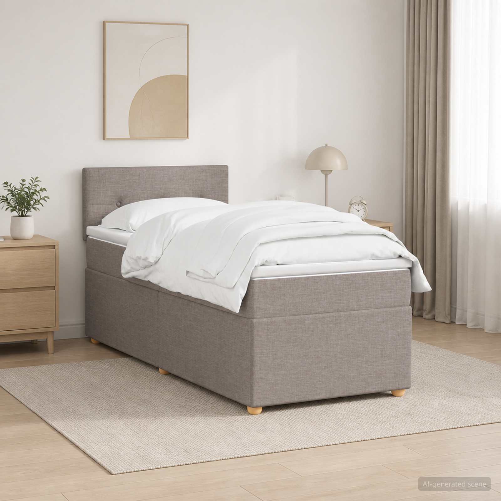 Boxspringbett mit Matratze mit Kopfteil Taupe 80 x 200 cm Stoff