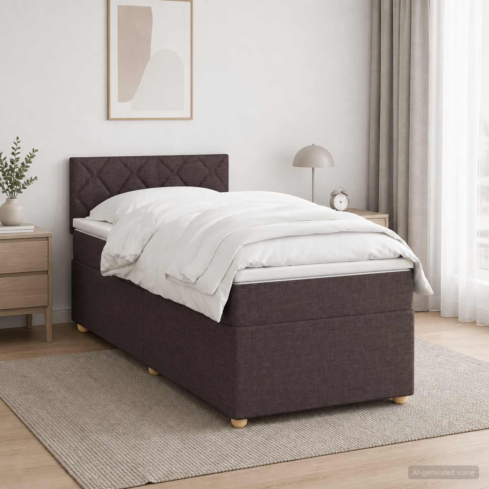 Boxspringbett mit Matratze Dunkelbraun 80 x 200 cm Stoff