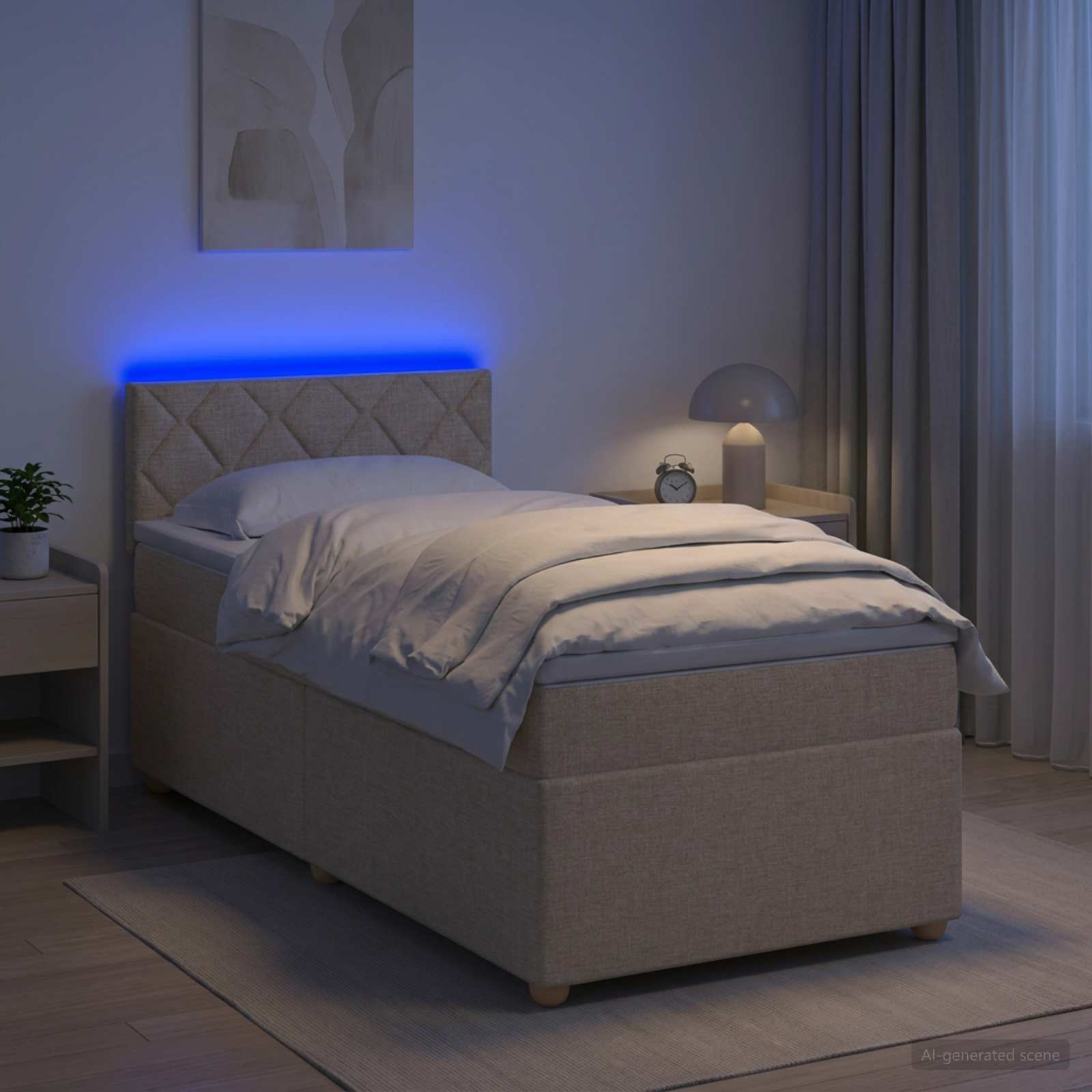 Boxspringbett mit Matratze Creme 100 x 200 cm Stoff