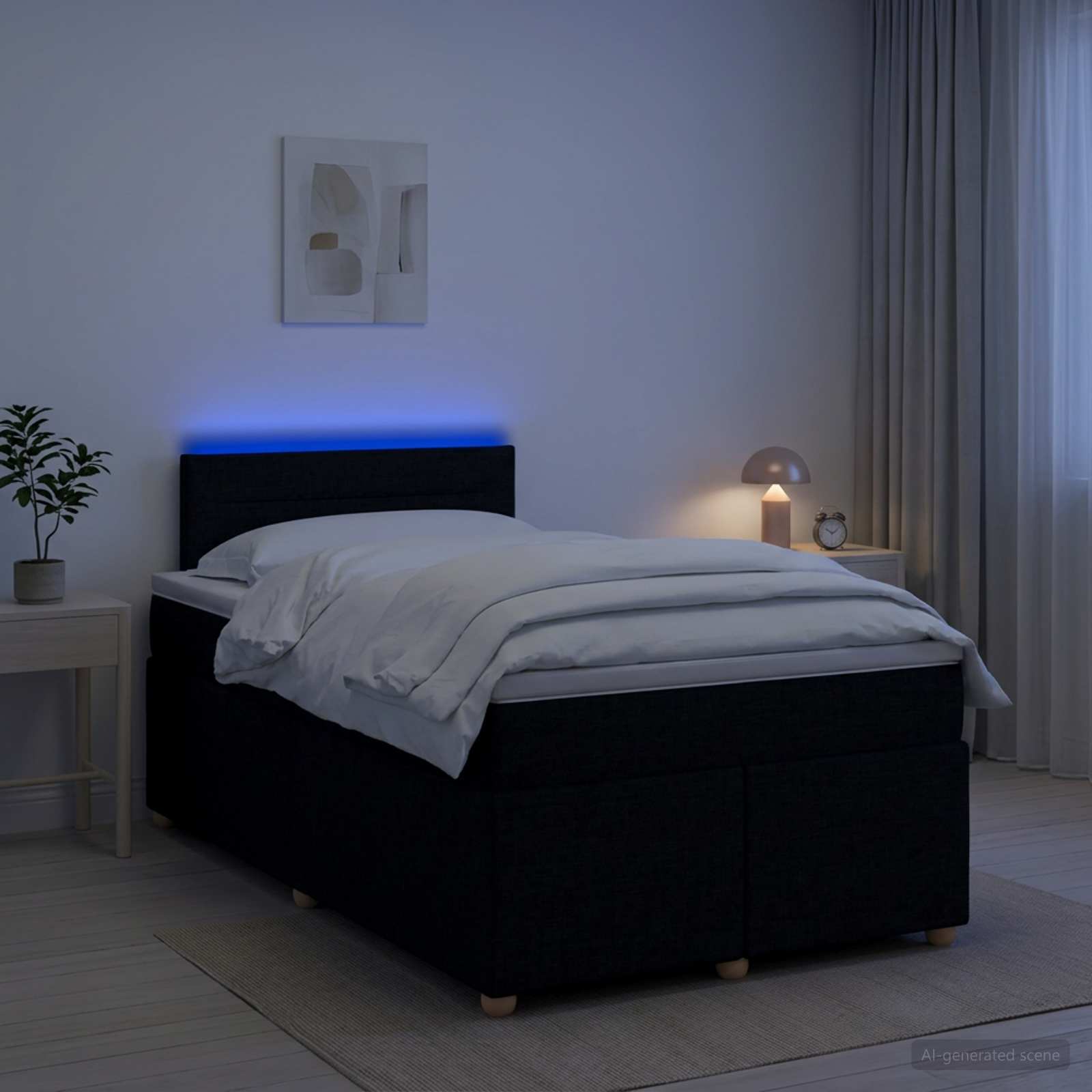 Boxspringbett mit Matratze Schwarz 120 x 200 cm Stoff