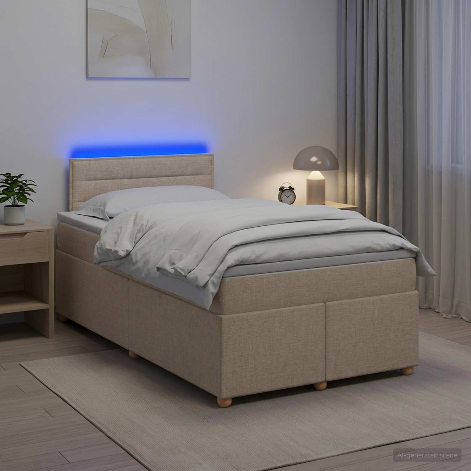 Boxspringbett mit Matratze Creme 120 x 190 cm Stoff