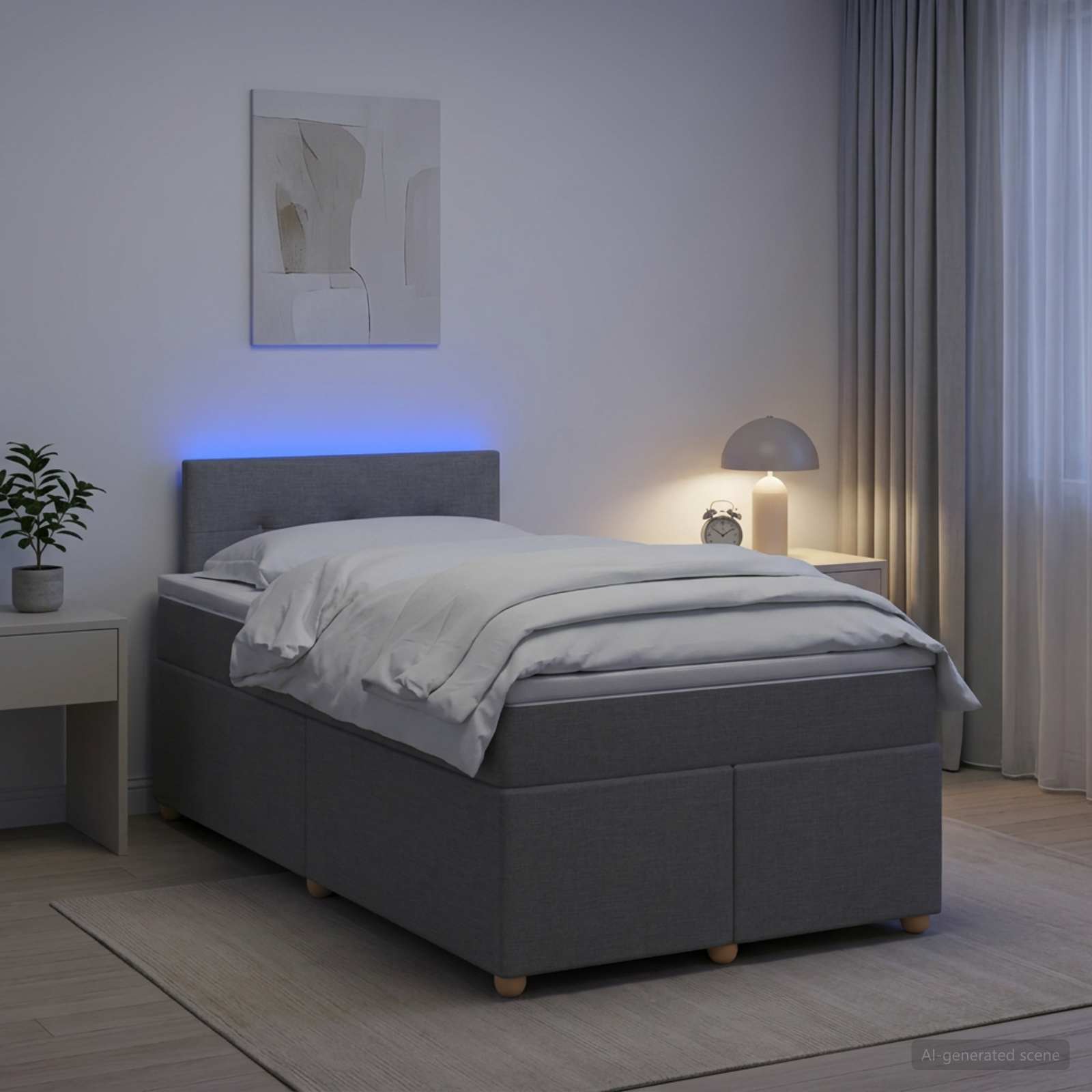 Boxspringbett mit Matratze Hellgrau 120 x 200 cm Stoff