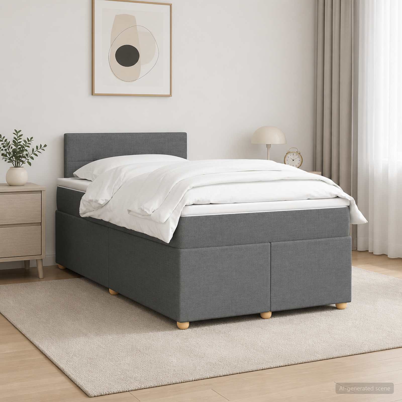 Boxspringbett mit Matratze Dunkelgrau 120 x 190 cm Stoff