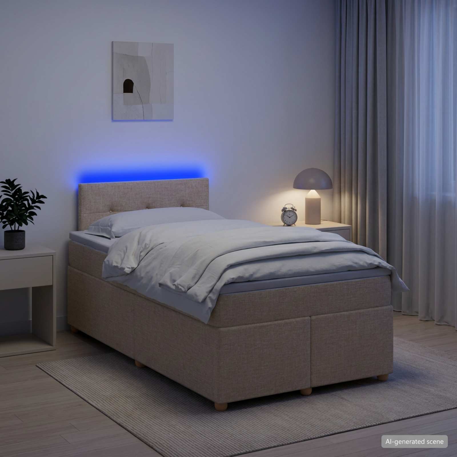 Boxspringbett mit Matratze Creme 120 x 190 cm Stoff