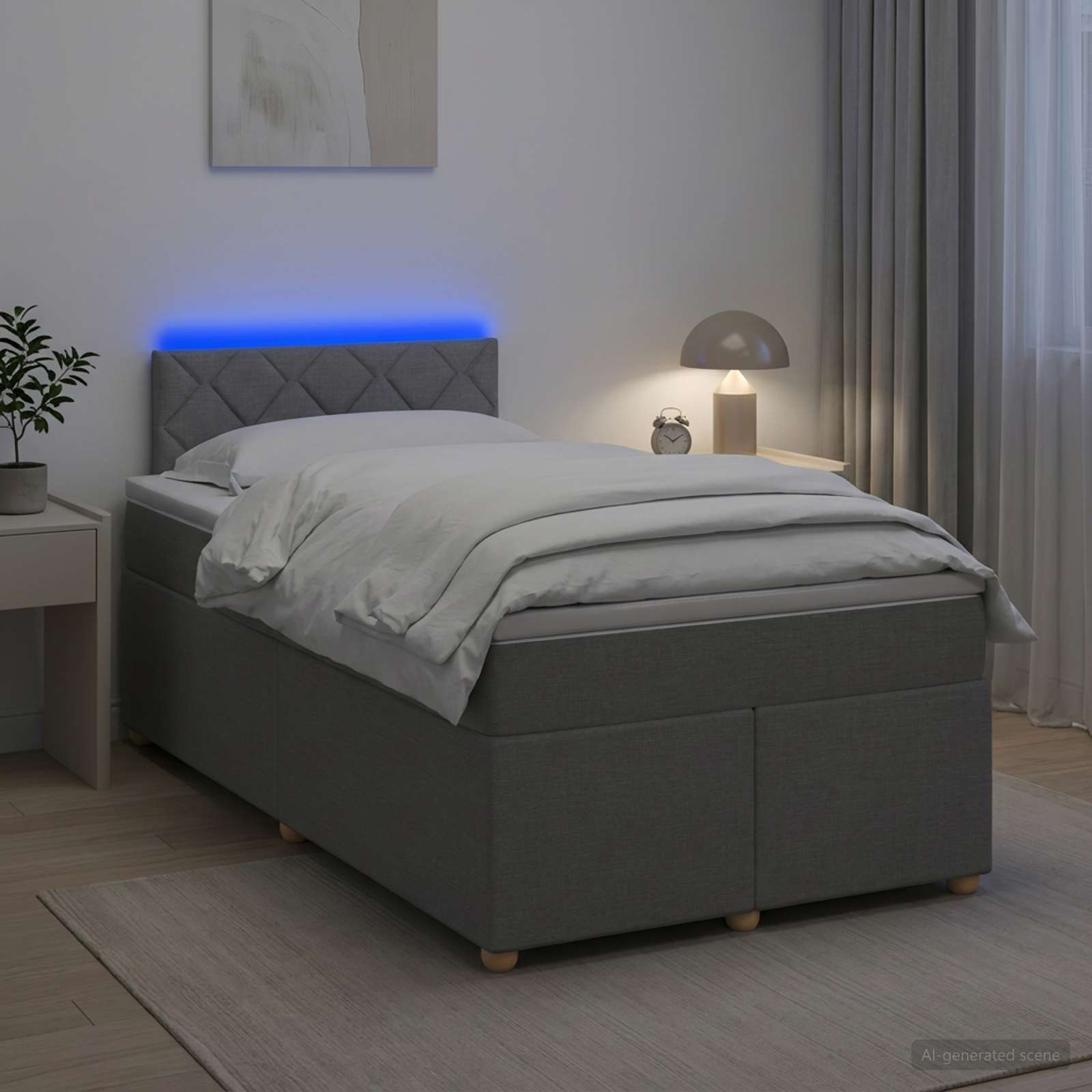 Boxspringbett mit Matratze Hellgrau 120 x 190 cm Stoff