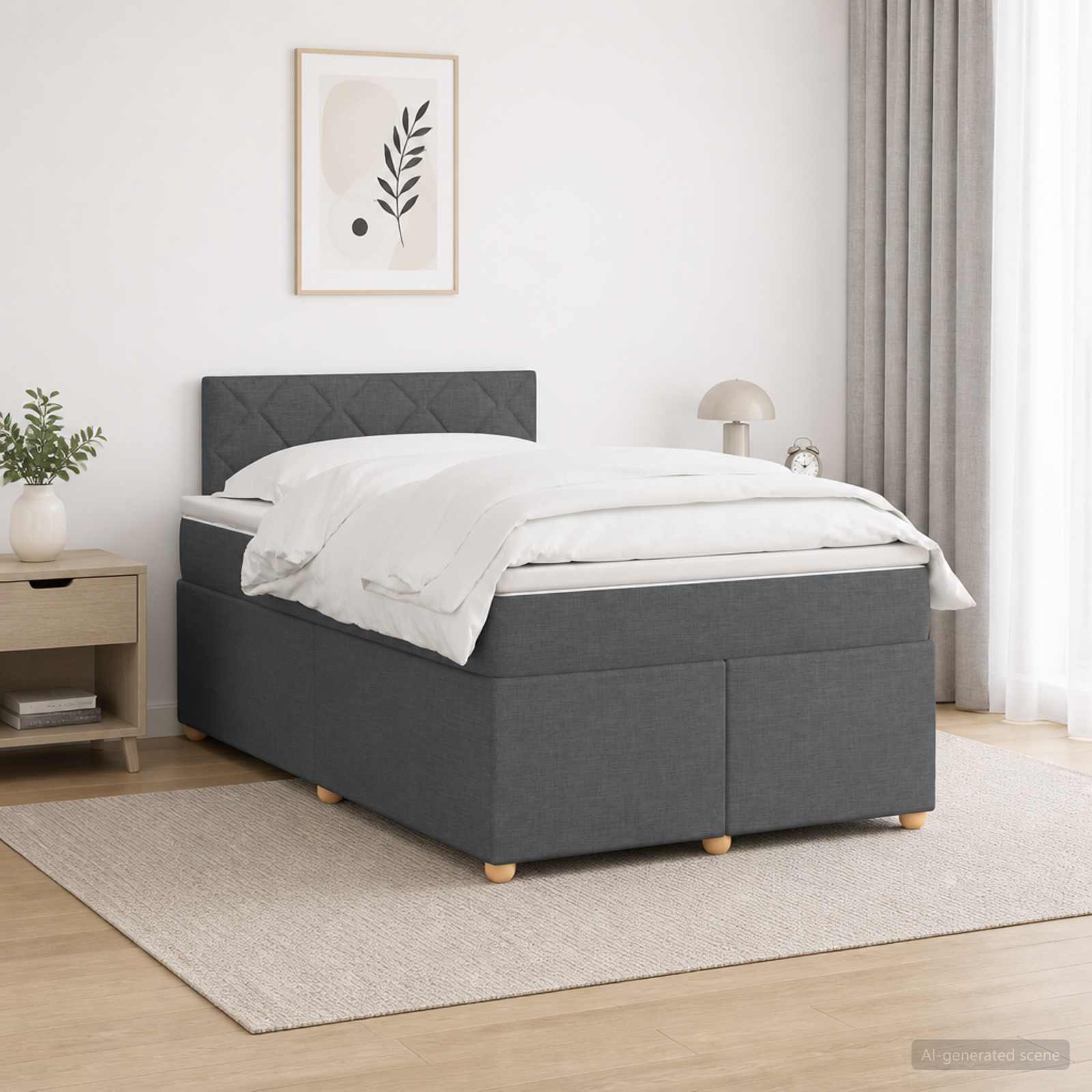 Boxspringbett mit Matratze Dunkelgrau 120 x 200 cm Stoff