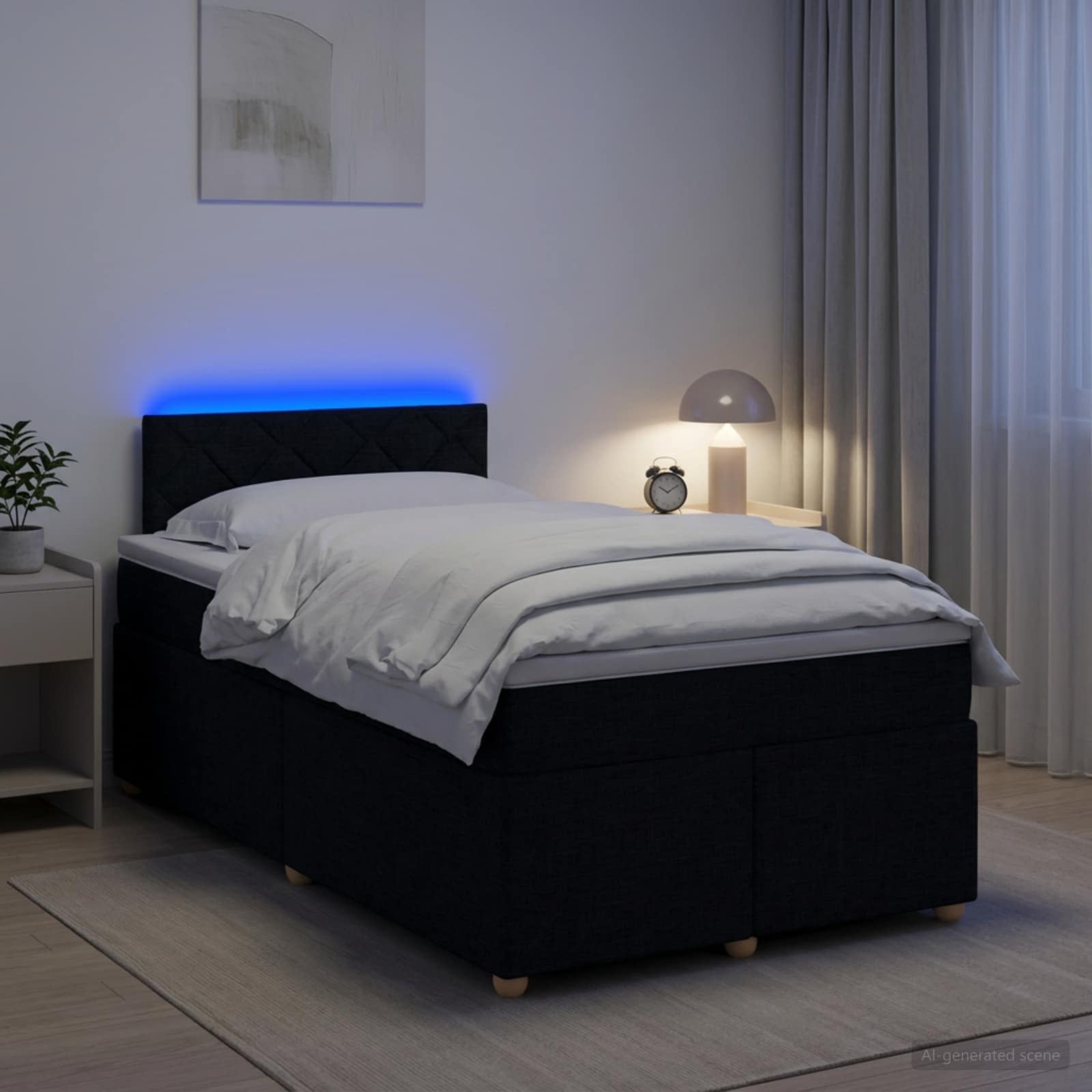 Boxspringbett mit Matratze Schwarz 120 x 190 cm Stoff