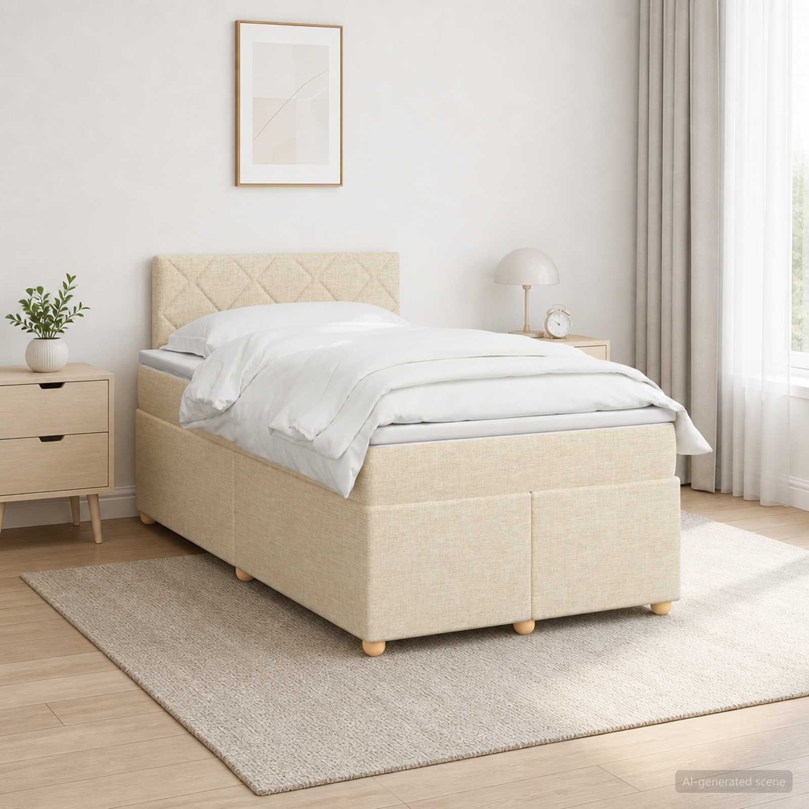 Boxspringbett mit Matratze Creme 120 x 200 cm Stoff