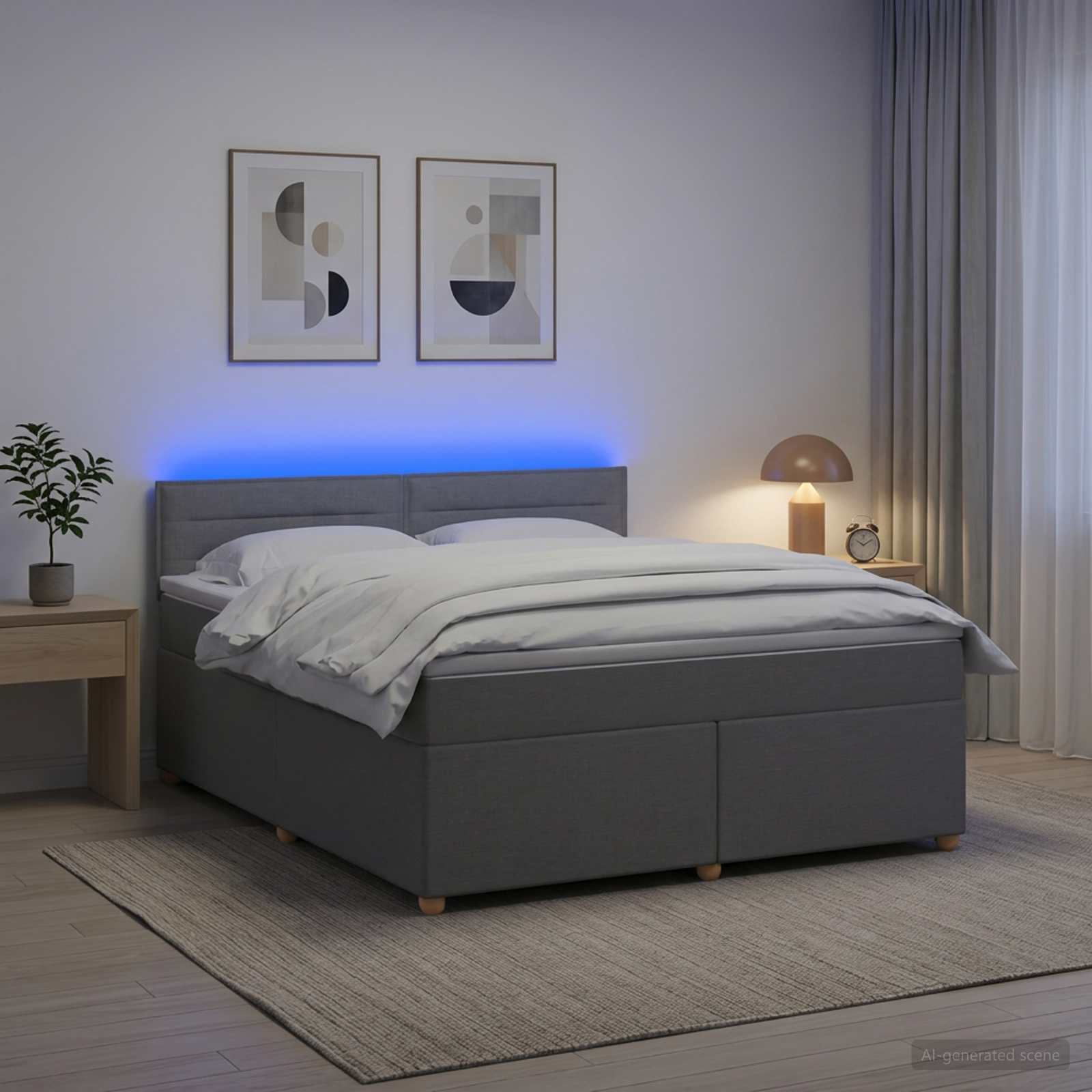 Boxspringbett mit Matratze Hellgrau 160 x 200 cm Stoff