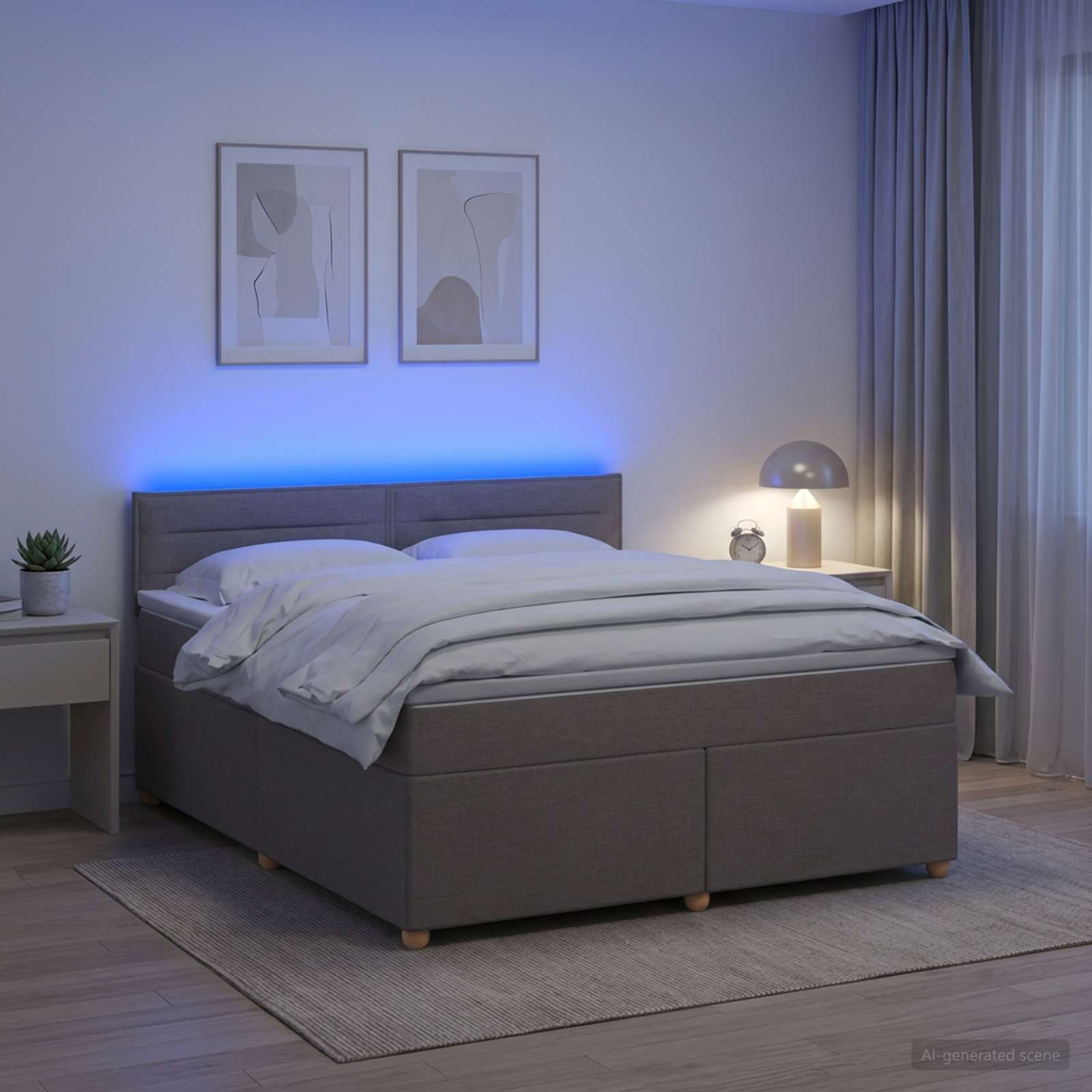 Boxspringbett mit Matratze Taupe 140 x 200 cm Stoff