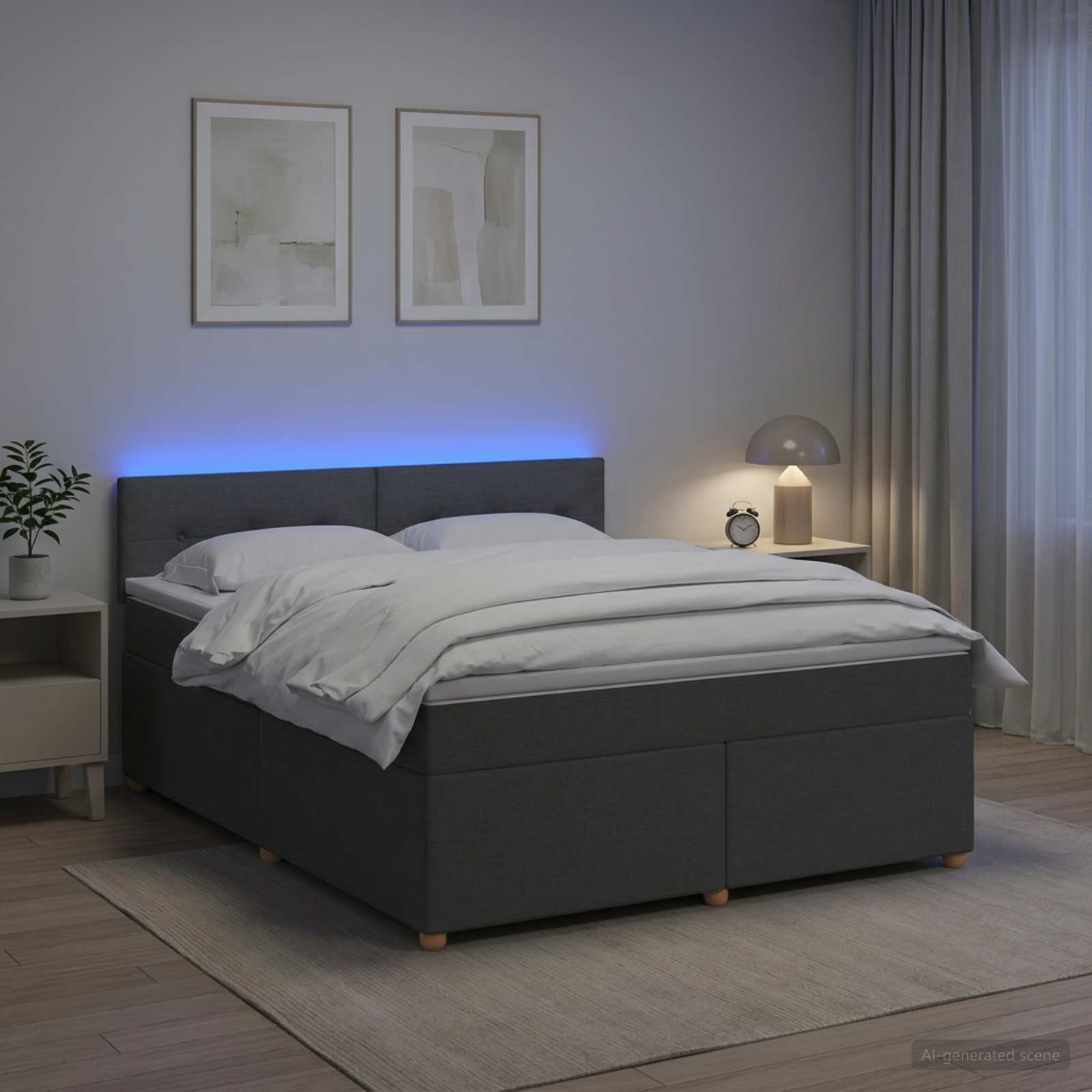 Boxspringbett mit Matratze Dunkelgrau 160 x 200 cm Stoff