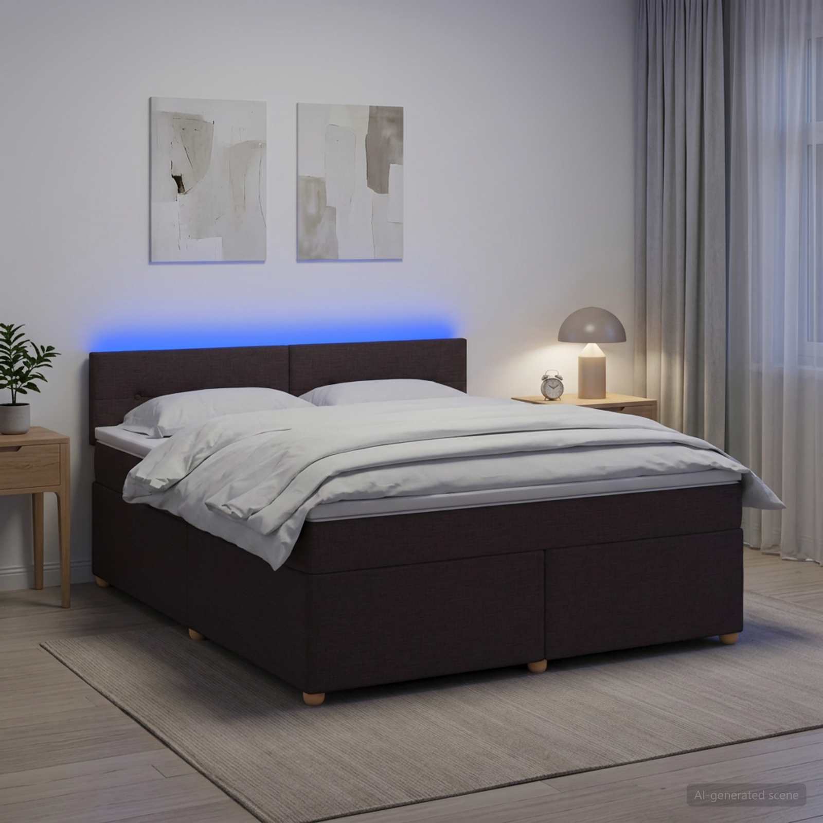 Boxspringbett mit Matratze Dunkelbraun 140 x 190 cm Stoff