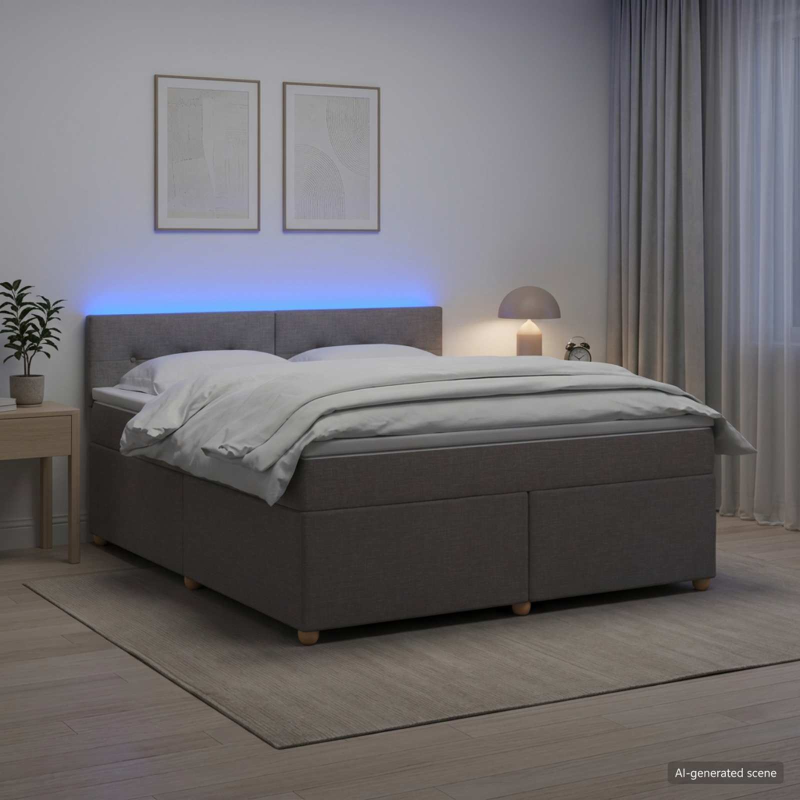 Boxspringbett mit Matratze Taupe 140 x 200 cm Stoff