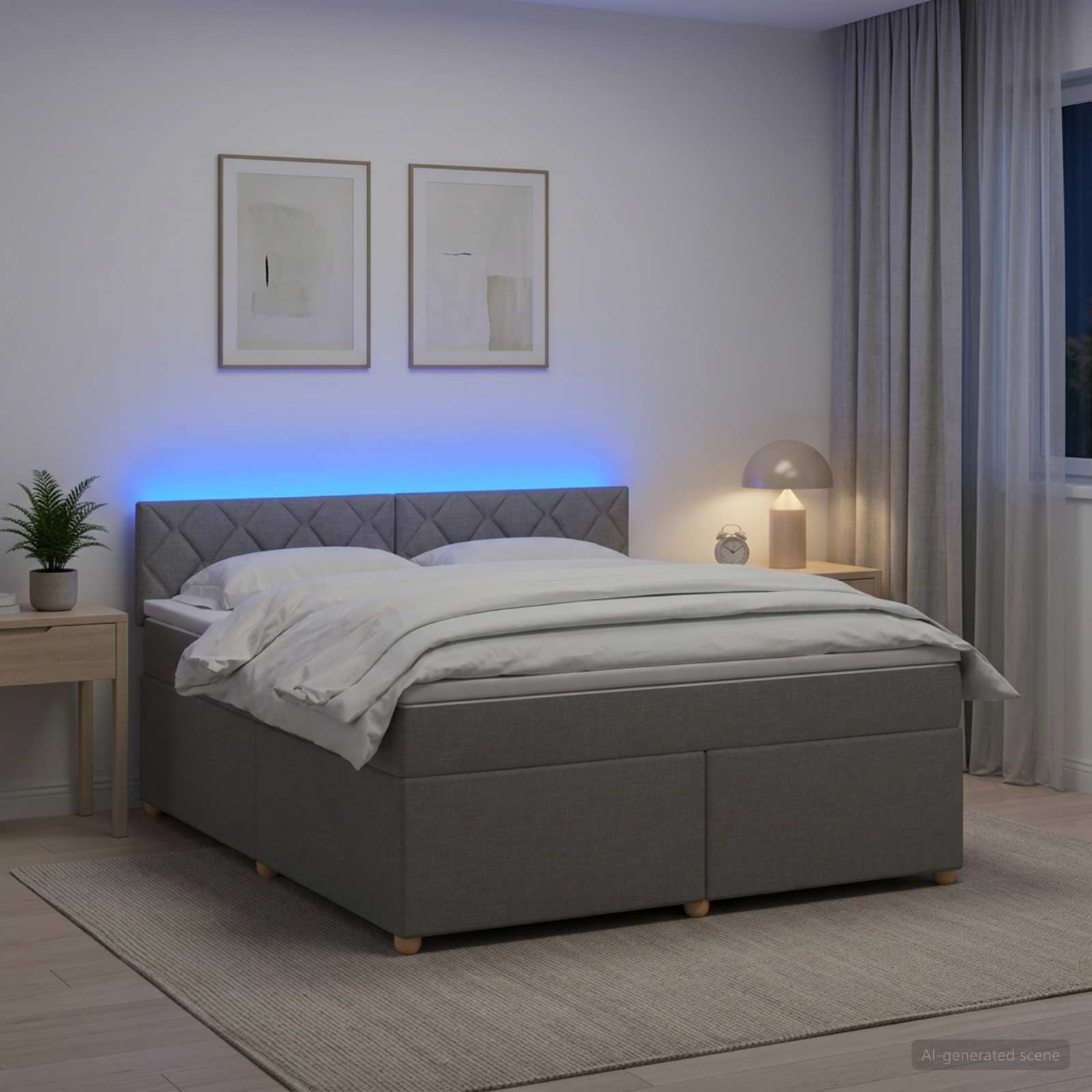 Boxspringbett mit Matratze Hellgrau 140 x 190 cm Stoff