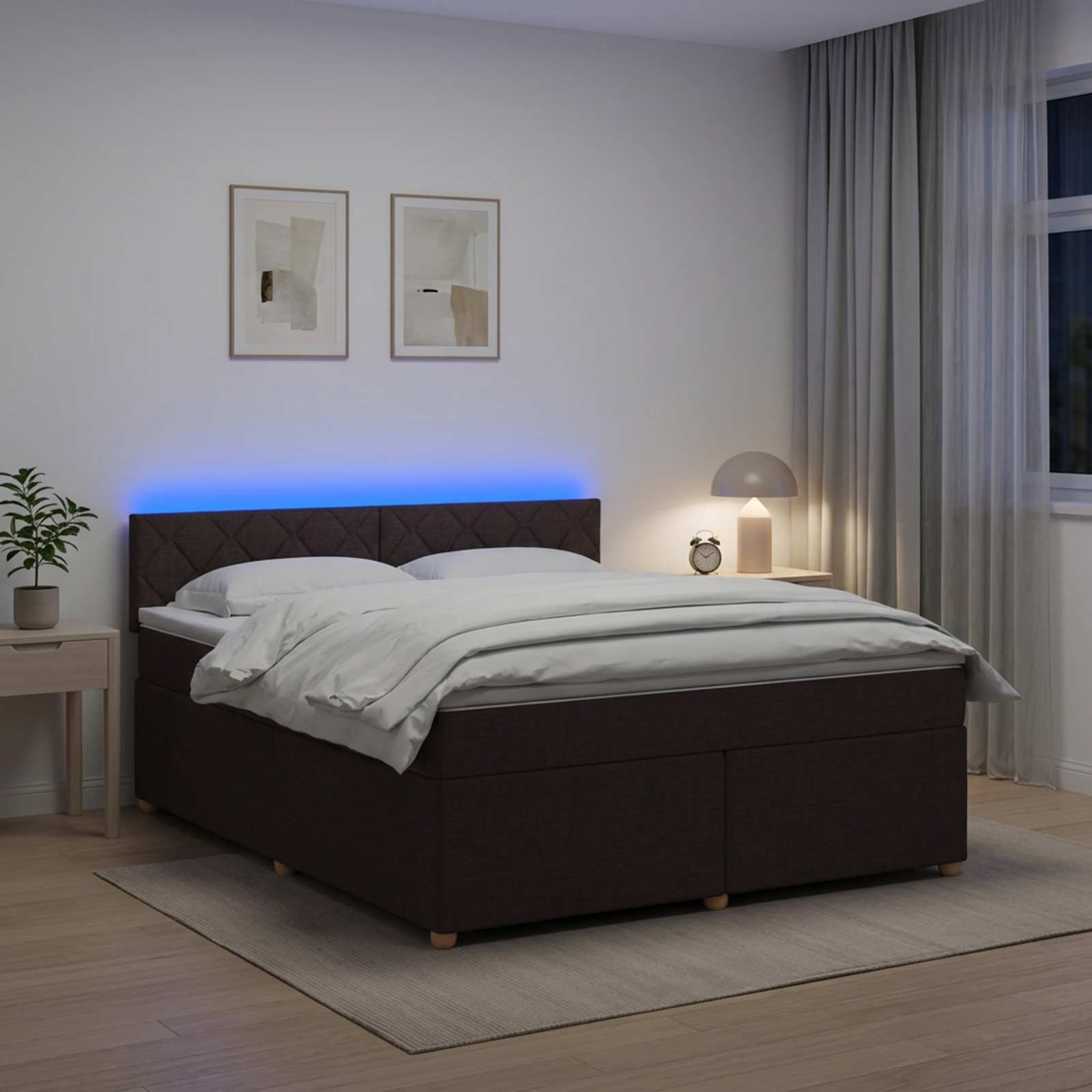 Boxspringbett mit Matratze Dunkelbraun 160 x 200 cm Stoff