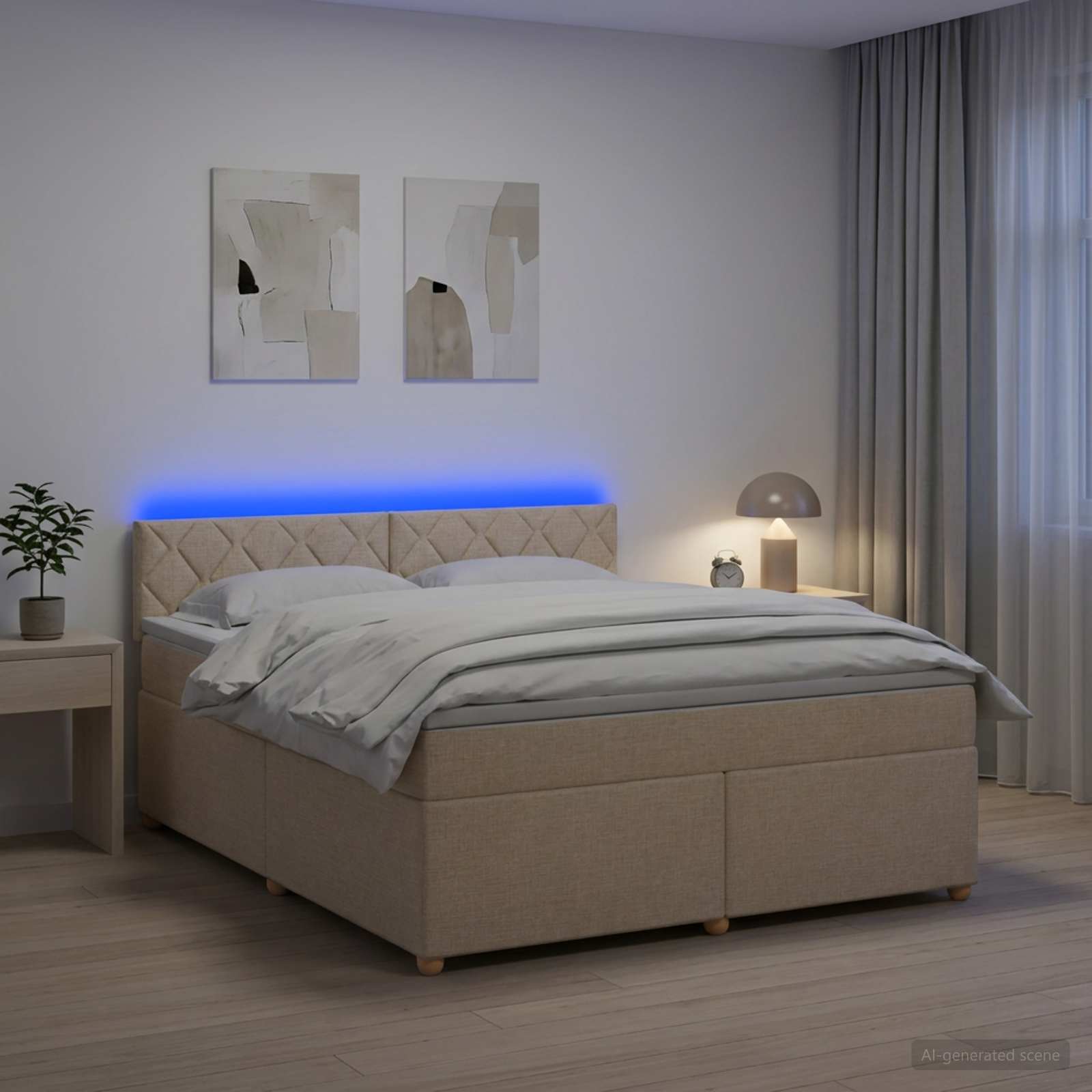 Boxspringbett mit Matratze Creme 160 x 200 cm Stoff