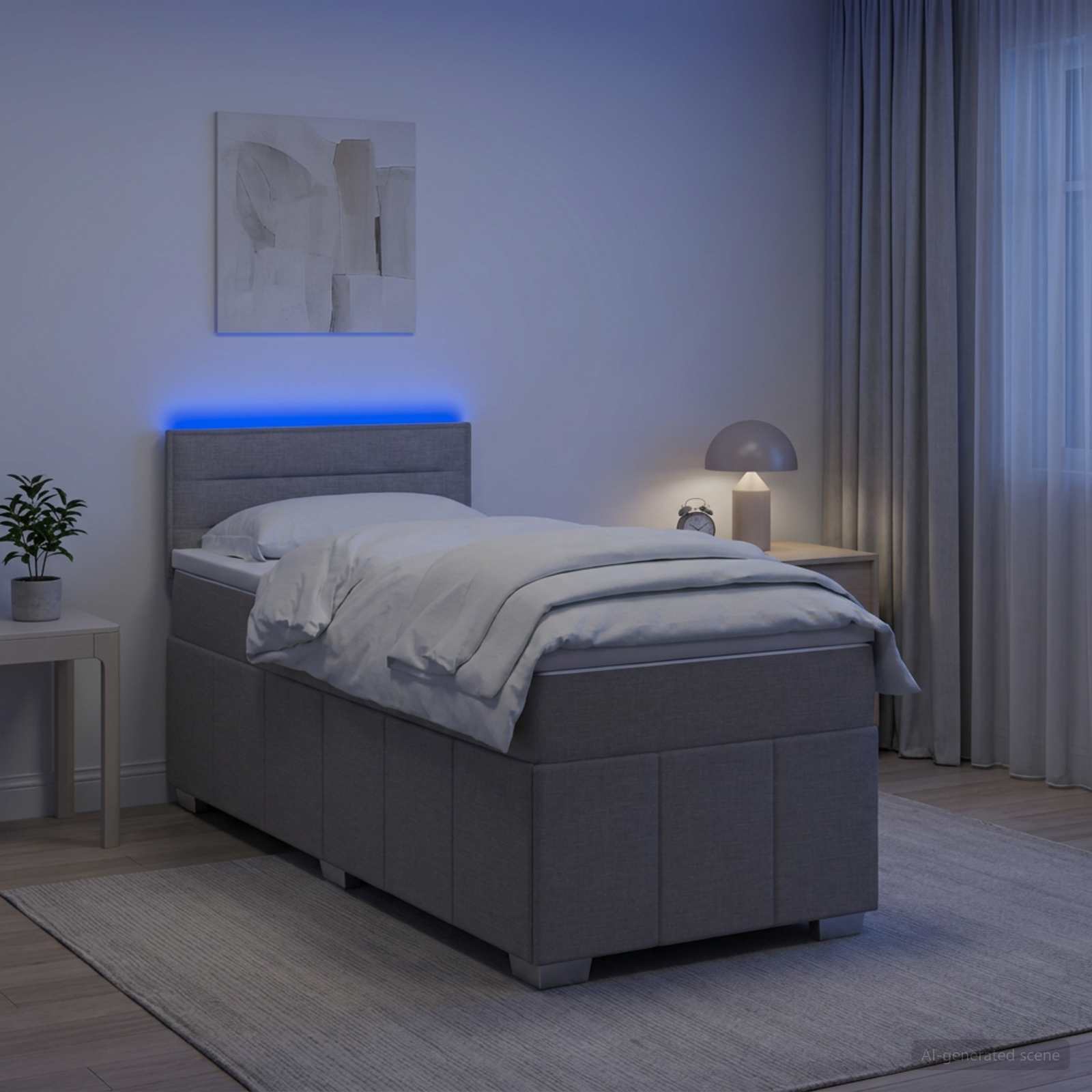 Boxspringbett mit Matratze Hellgrau 80 x 200 cm Stoff
