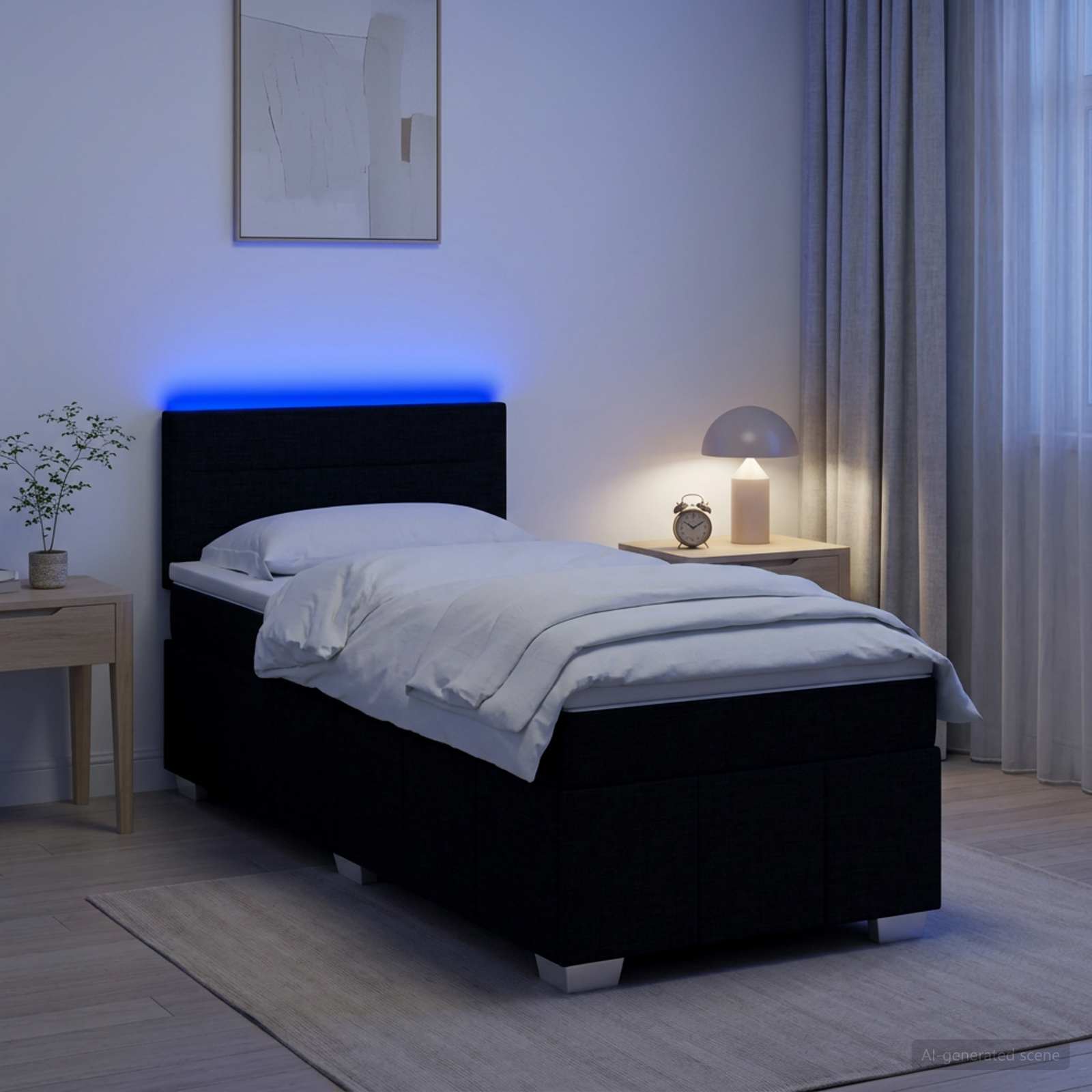 Boxspringbett mit Matratze Schwarz 100 x 200 cm Stoff