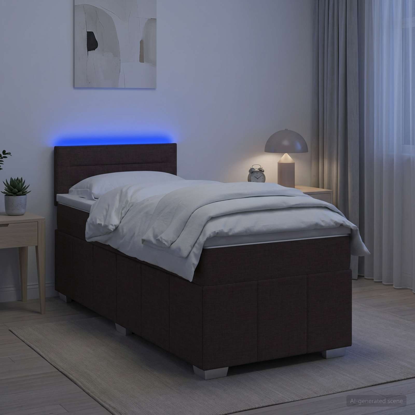 Boxspringbett mit Matratze Dunkelbraun 90 x 200 cm Stoff