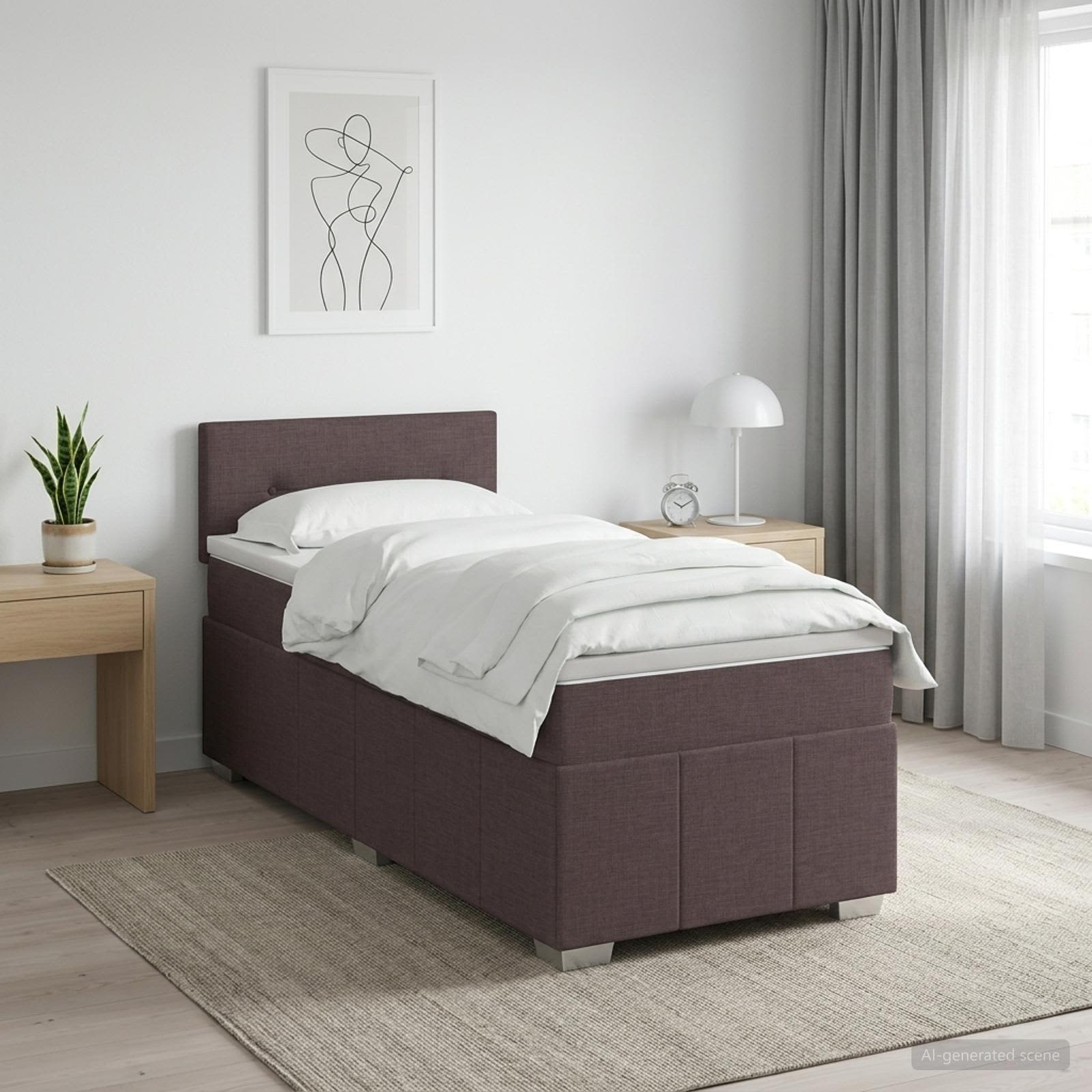 Boxspringbett mit Matratze Dunkelbraun 100 x 200 cm Stoff